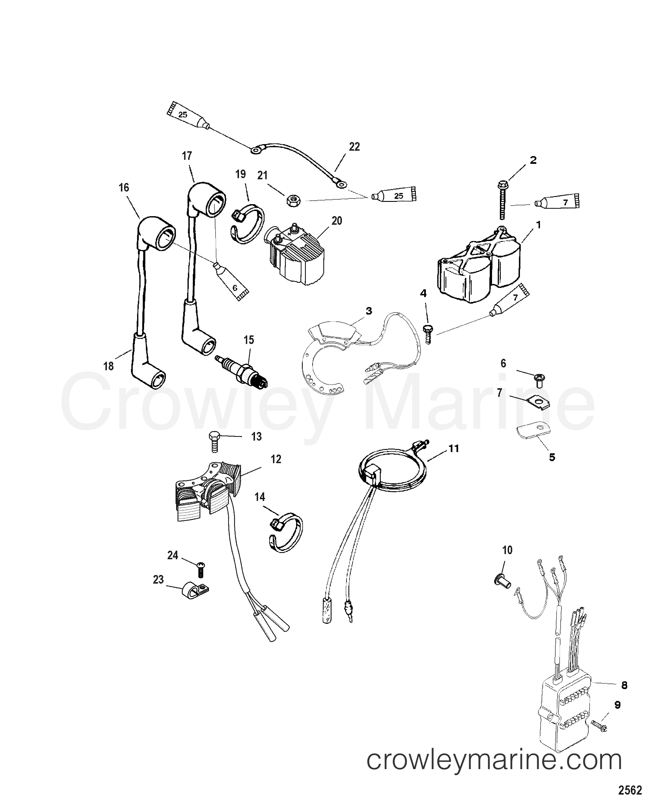 2005 Outboard 25 [E] - 1025302DB - IGNITION/ELECTRICAL COMPONENTS