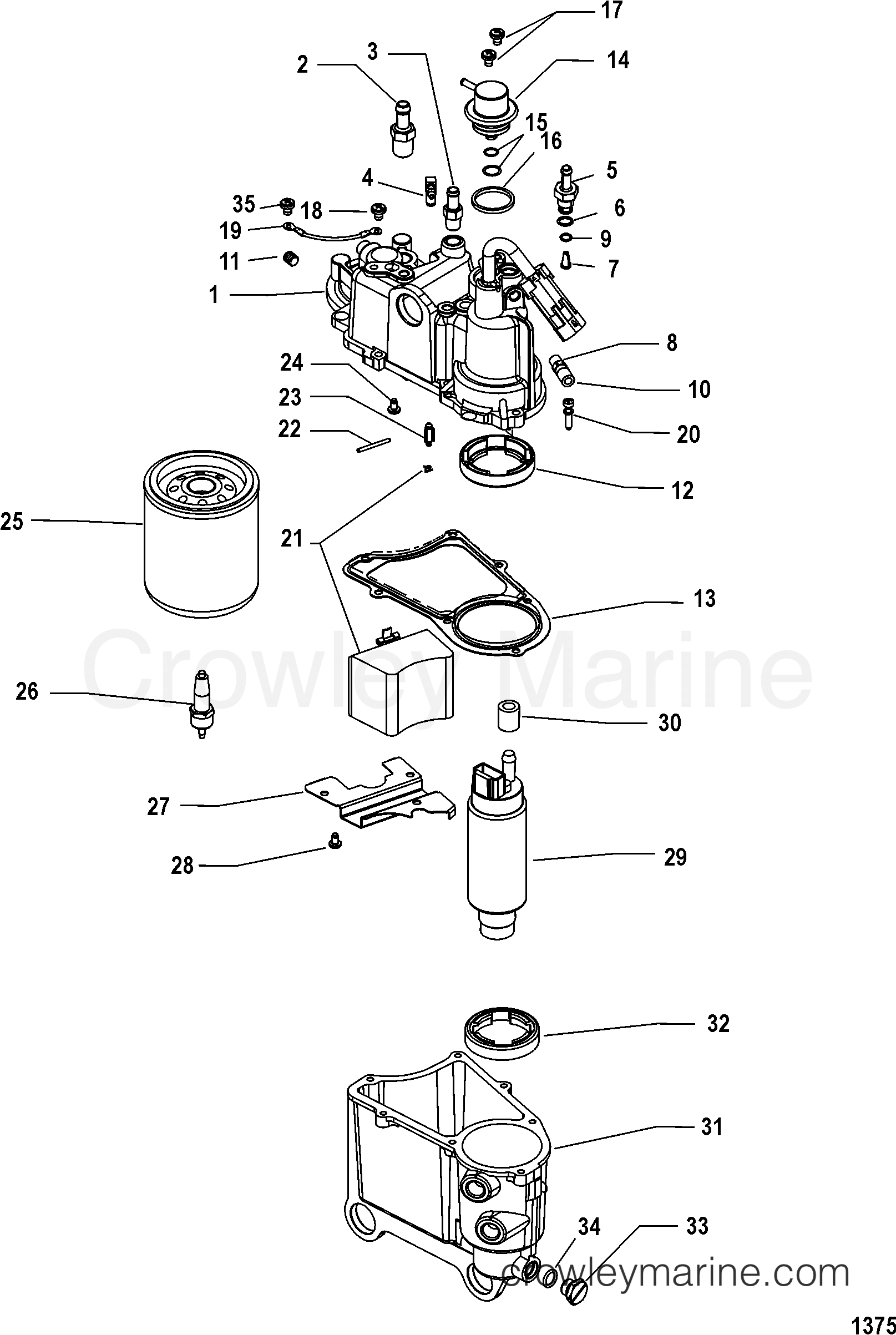 2004 Outboard 250 [XL EFI SW] - 7250423RY - VAPOR SEPARATOR COMPONENTS