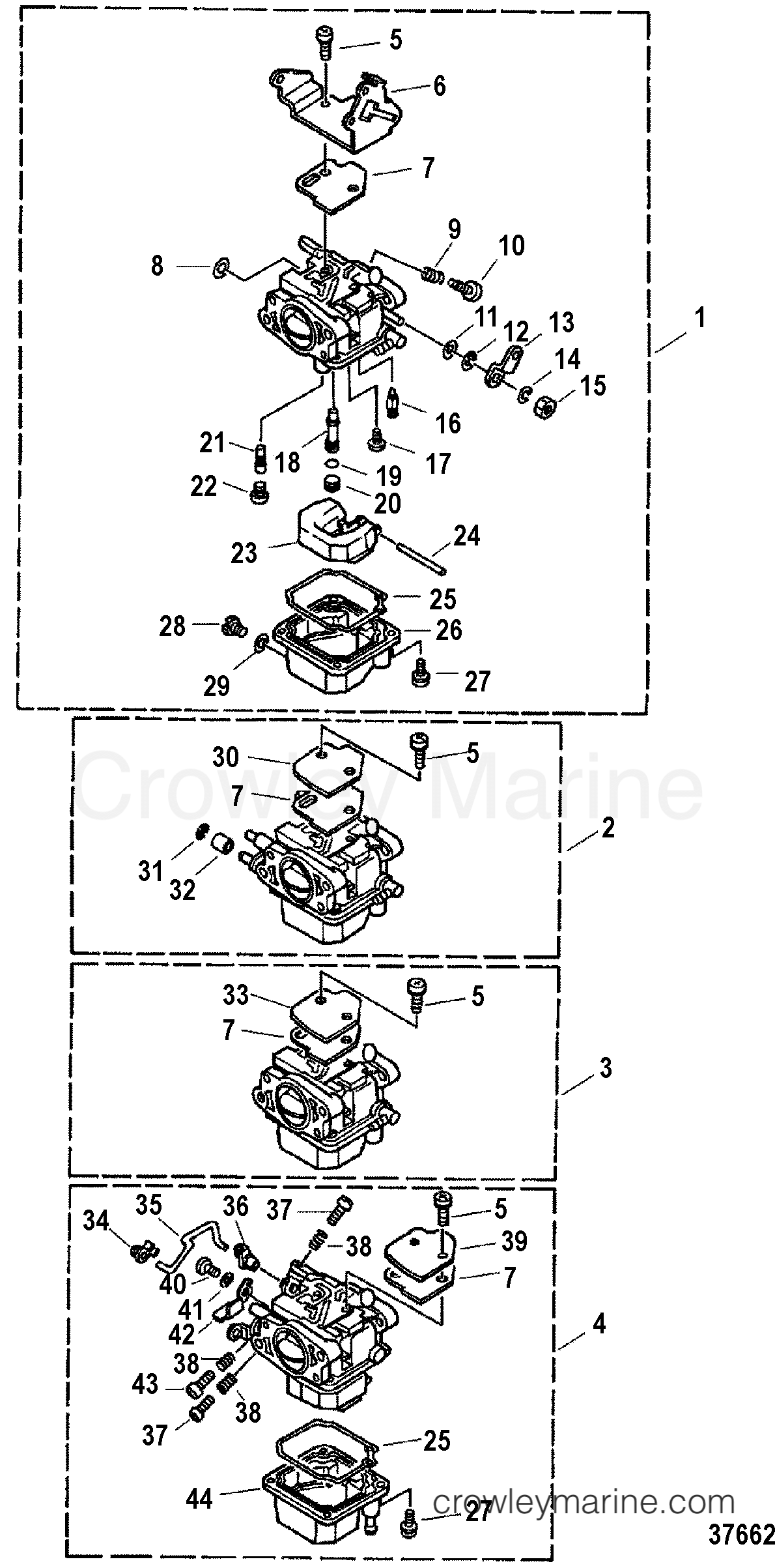 1996 Outboard 50 [ELPT 4] - 7F50412ED - CARBURETOR(NON-ADJUSTABLE PILOT SCREW)
