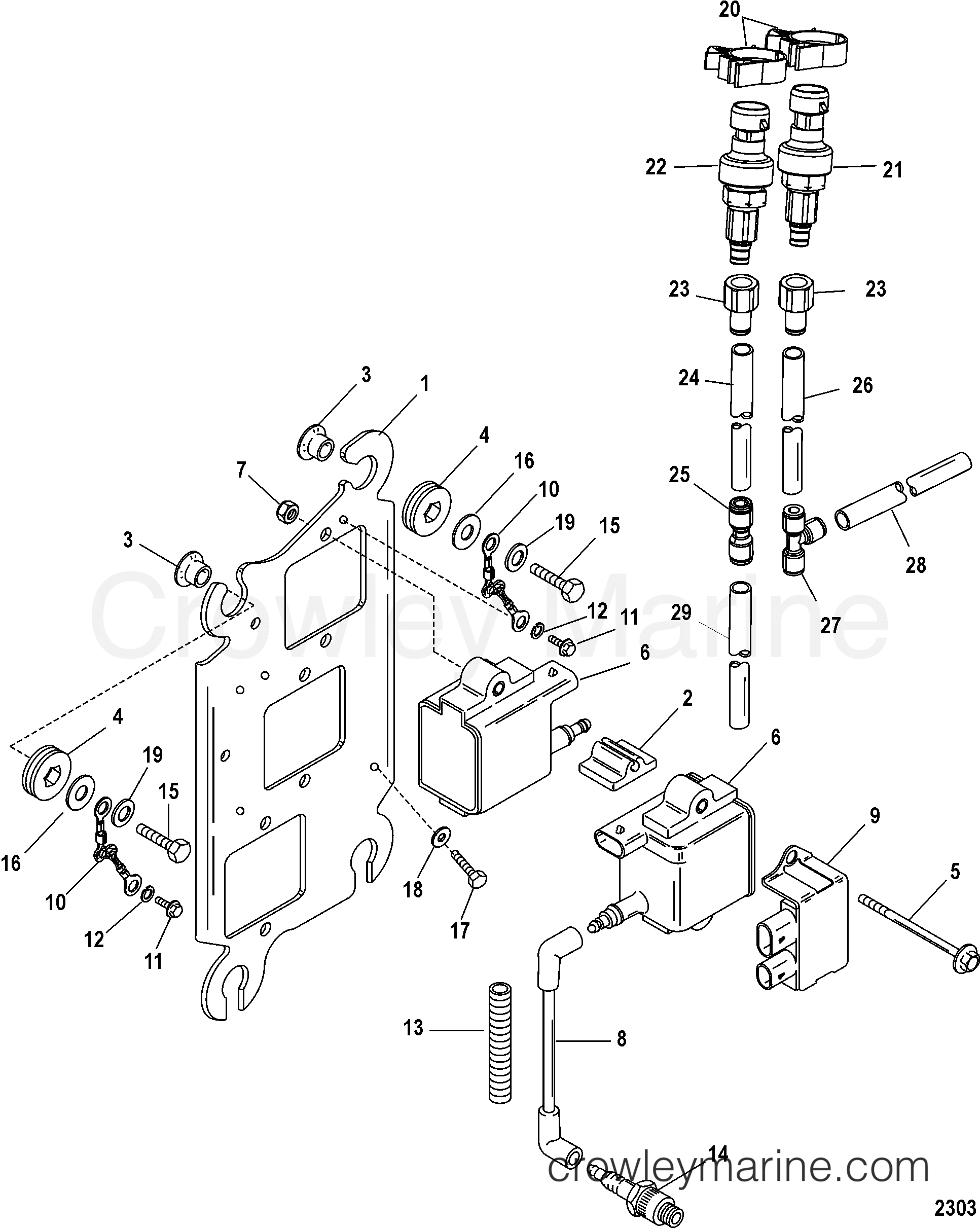 2005 Outboard 135DFI [XL DIG SW] - 7135D83TY - COIL PLATE ASSEMBLY