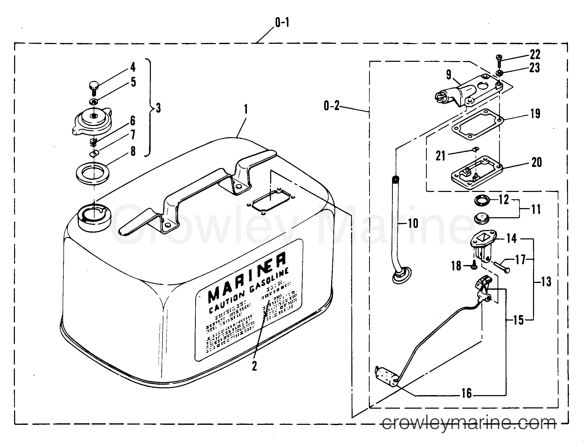 1982 Outboard 40 [M] - 7040202 - FUEL TANK ASSEMBLY (NOT ORIGINAL EQUIPMENT TANK) (SEE NOTE)