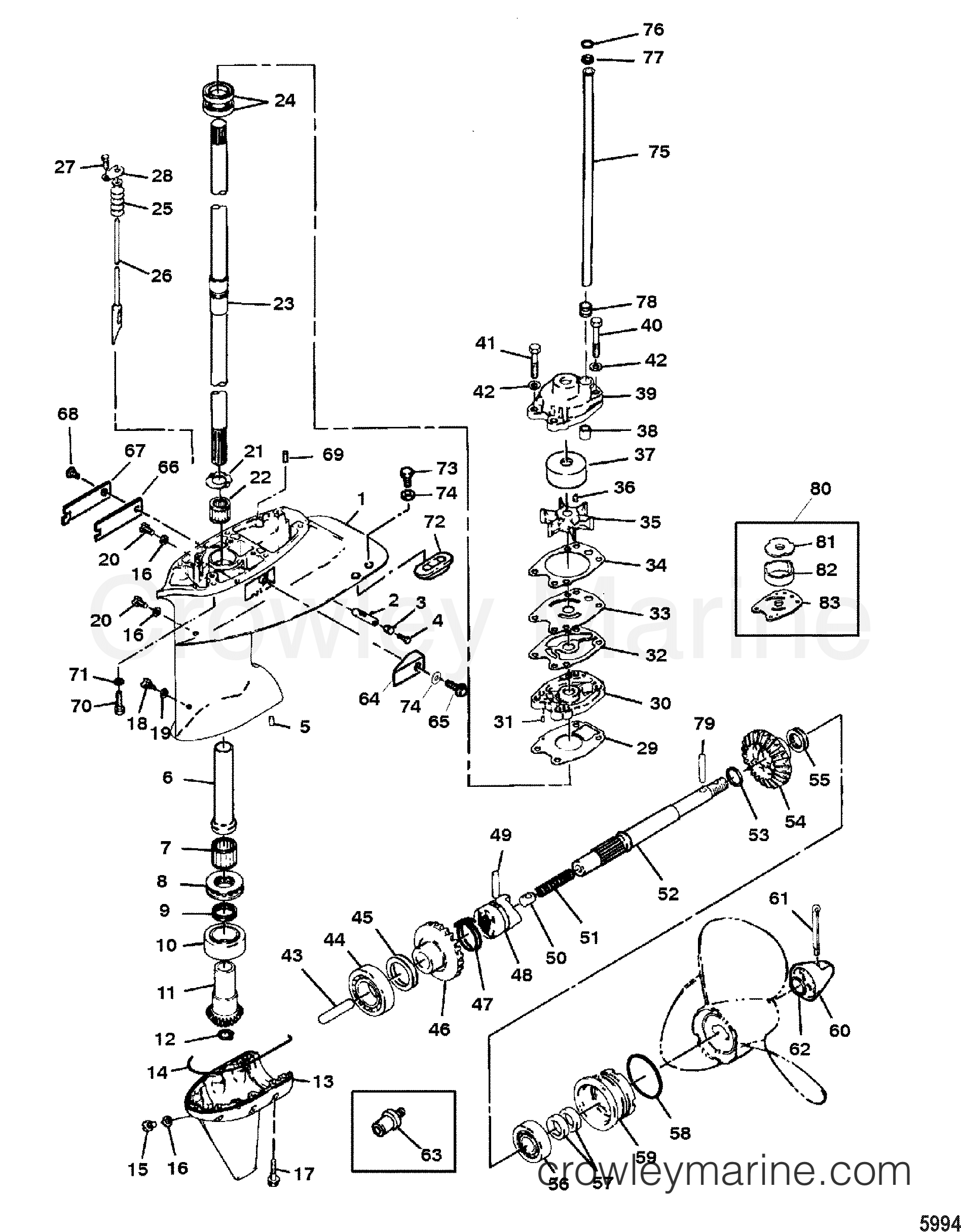 1996 Outboard 40 [M] - 7040209EW - GEAR HOUSING ASSEMBLY