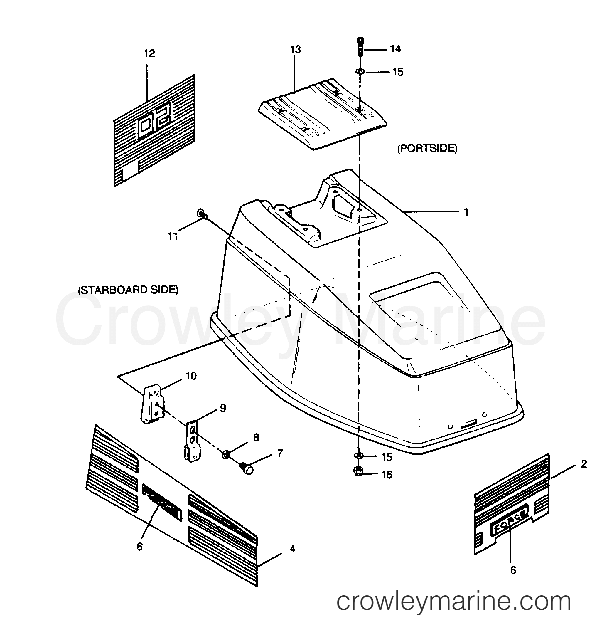 1990 Outboard 50 - 507A90B [Force] - ENGINE COVER SPECTRUM & BAYLINER MODELS