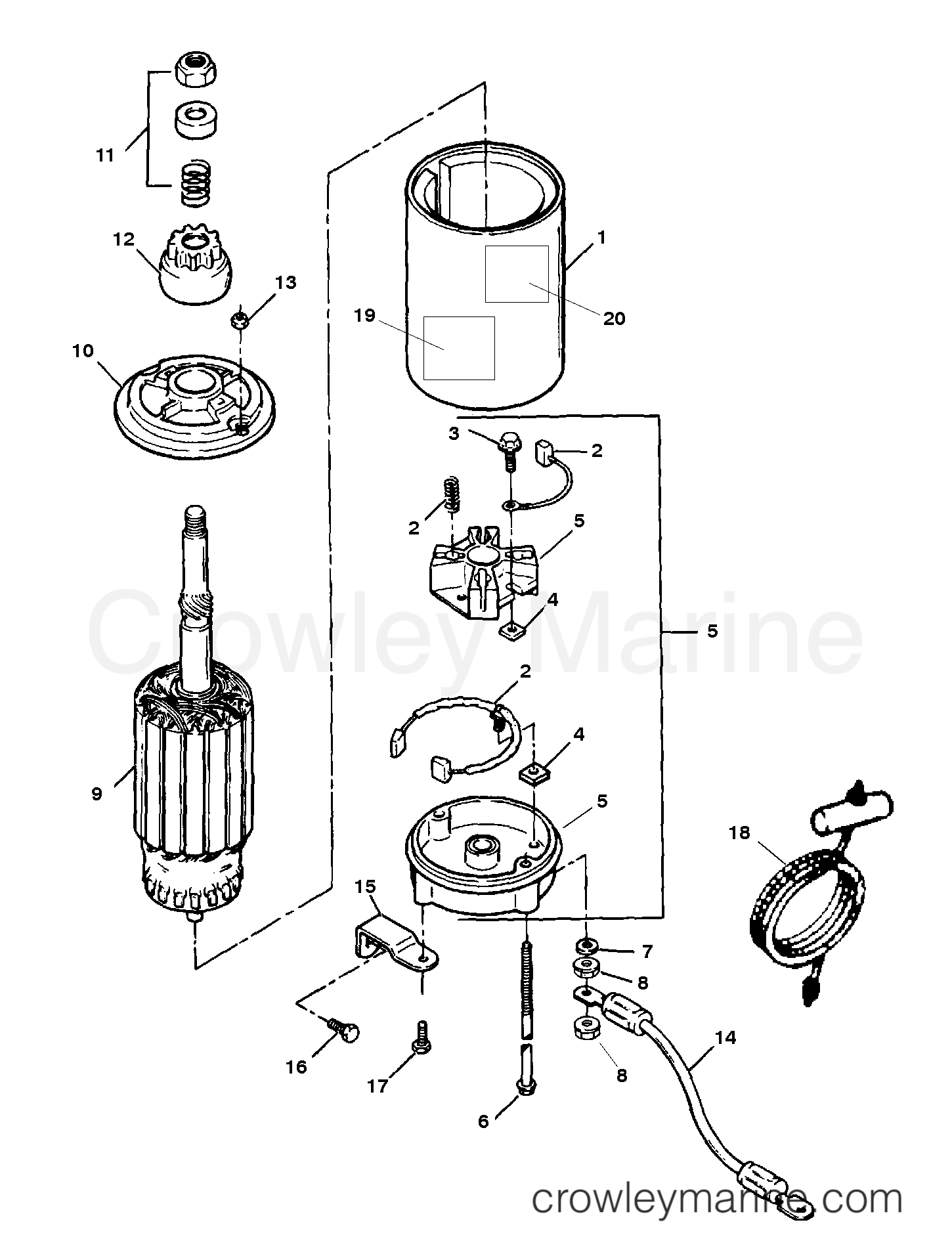 STARTER ASSEMBLY 1998 Outboard 90 H090412UD [ELPT] Crowley Marine