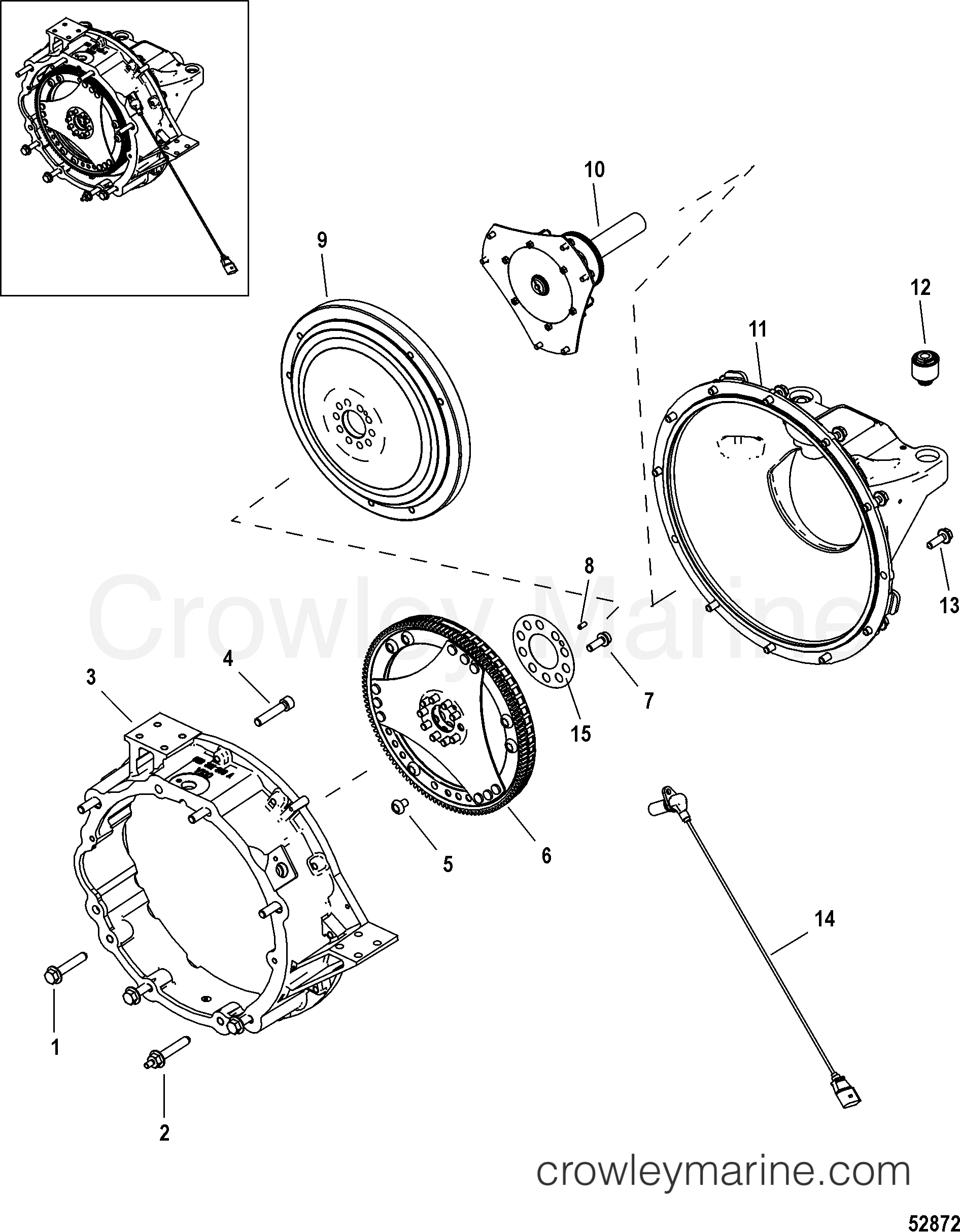 2013 Inboard Engine 4.2L TDI - 3D420028D - FLYWHEEL HOUSING, STERNDRIVE