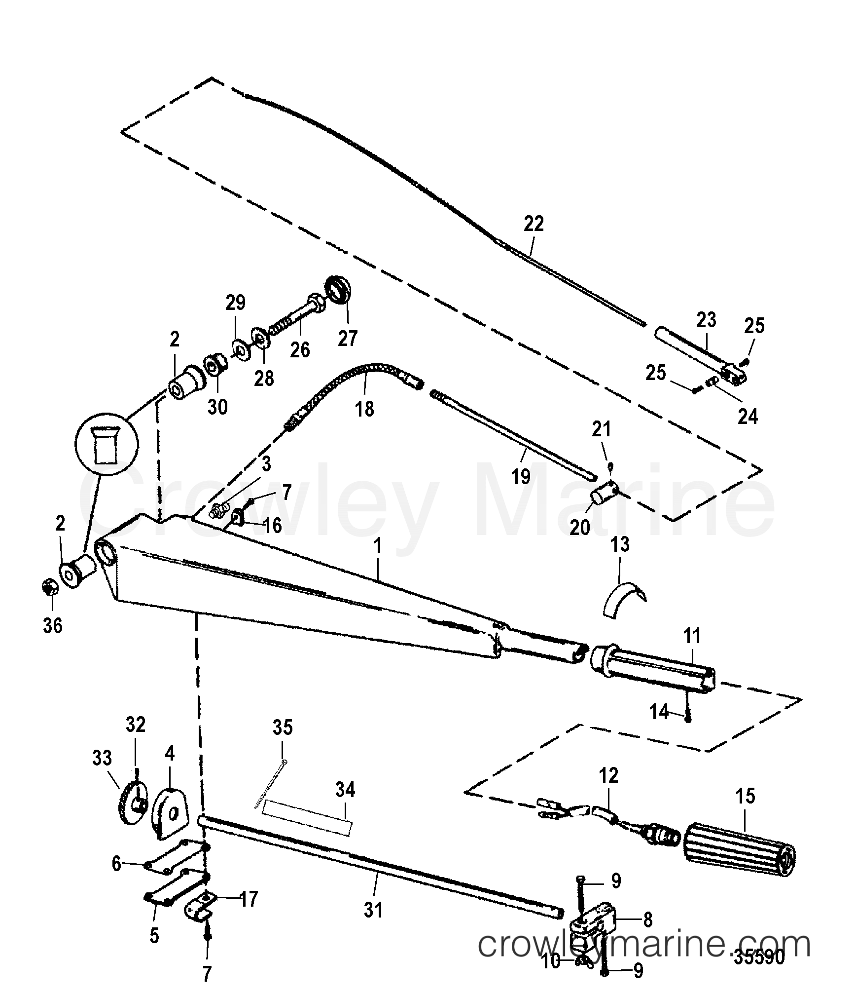 1998 Outboard 60 [EO] - 7060302GD - STEERING HANDLE KIT