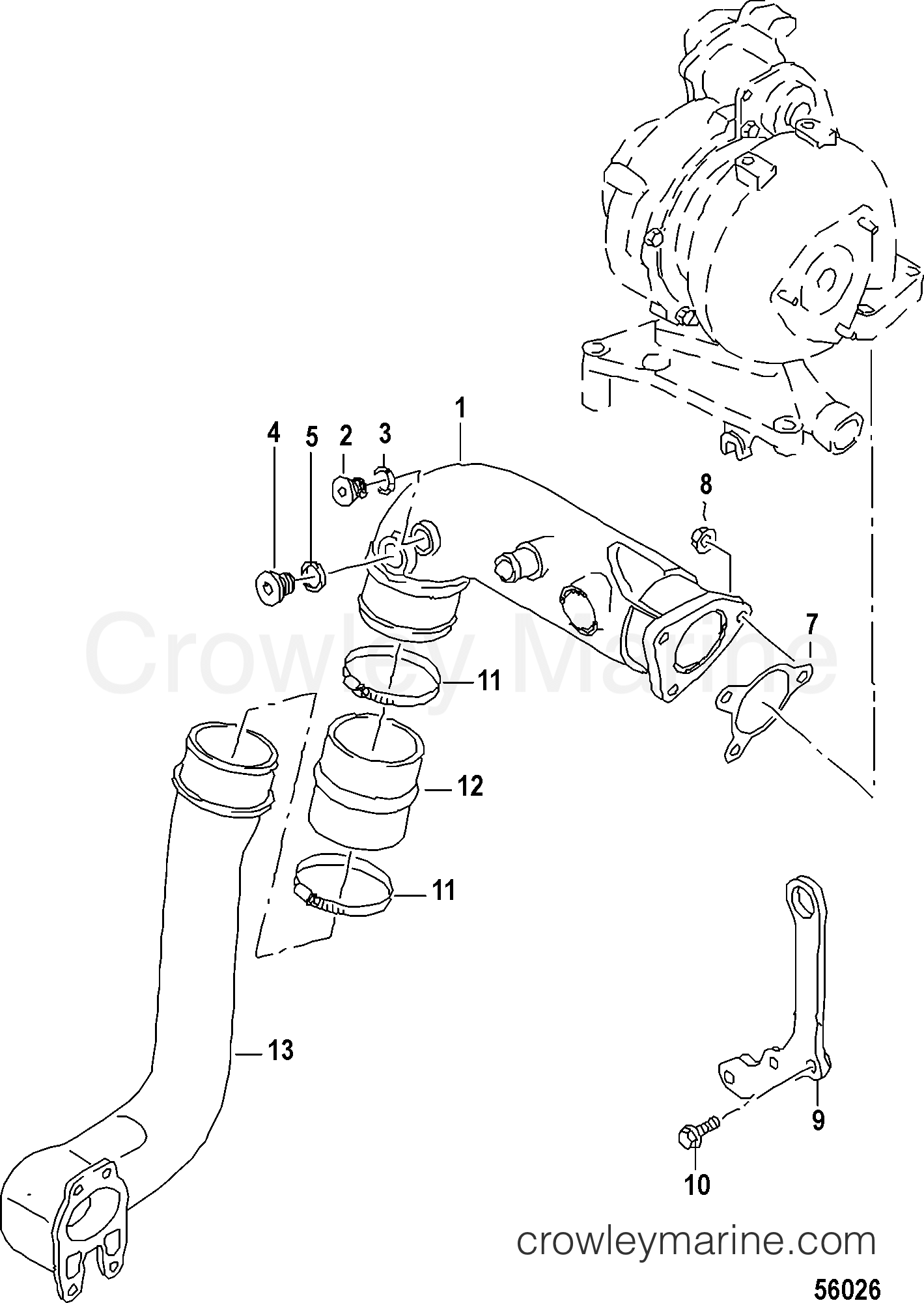 EXHAUST PIPE 2013 Stern Drive 3.0L TDI 4D300007D Crowley Marine