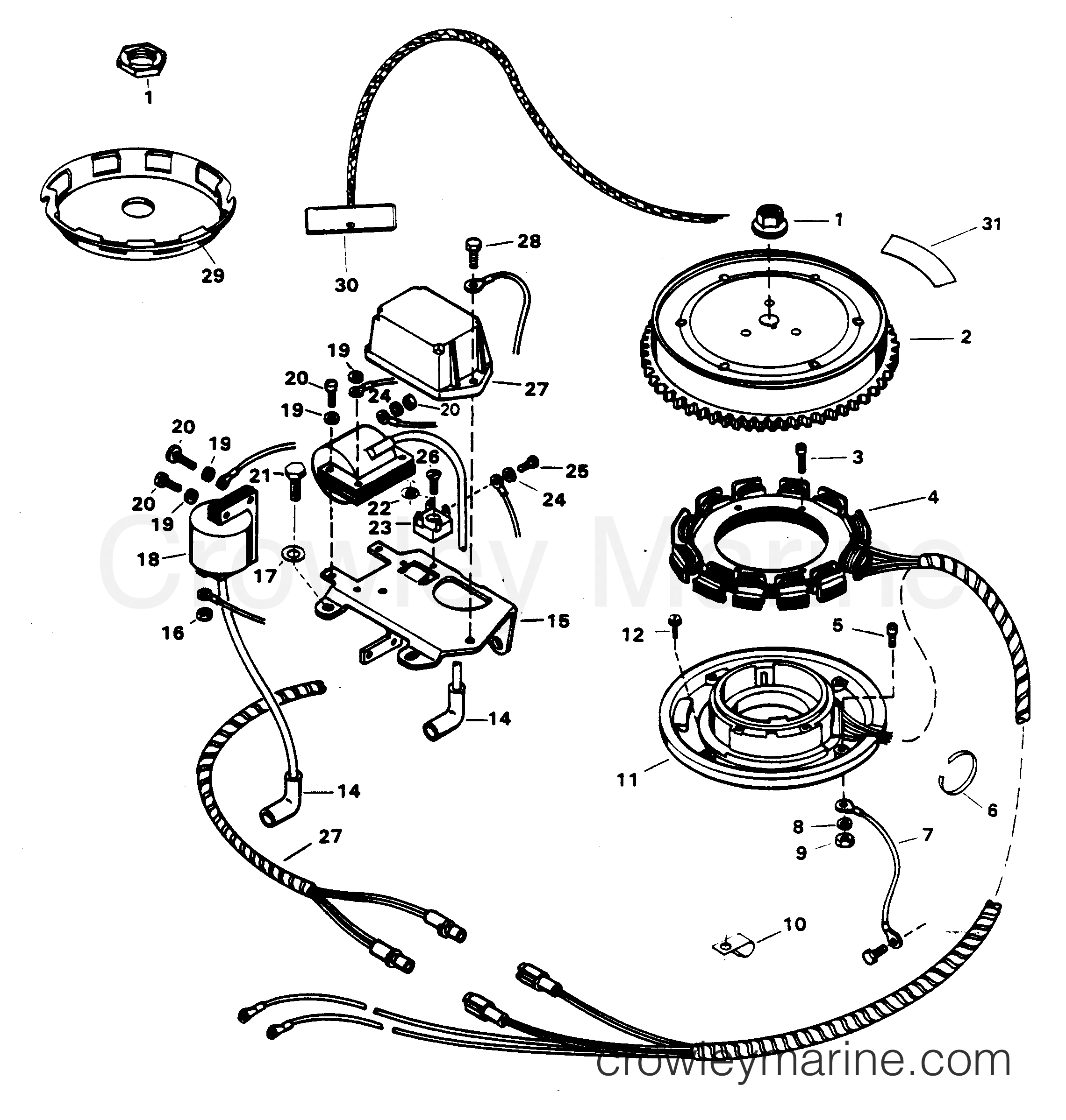 1984 Outboard 35 - H0352H84S - ALTERNATOR COMPONENTS