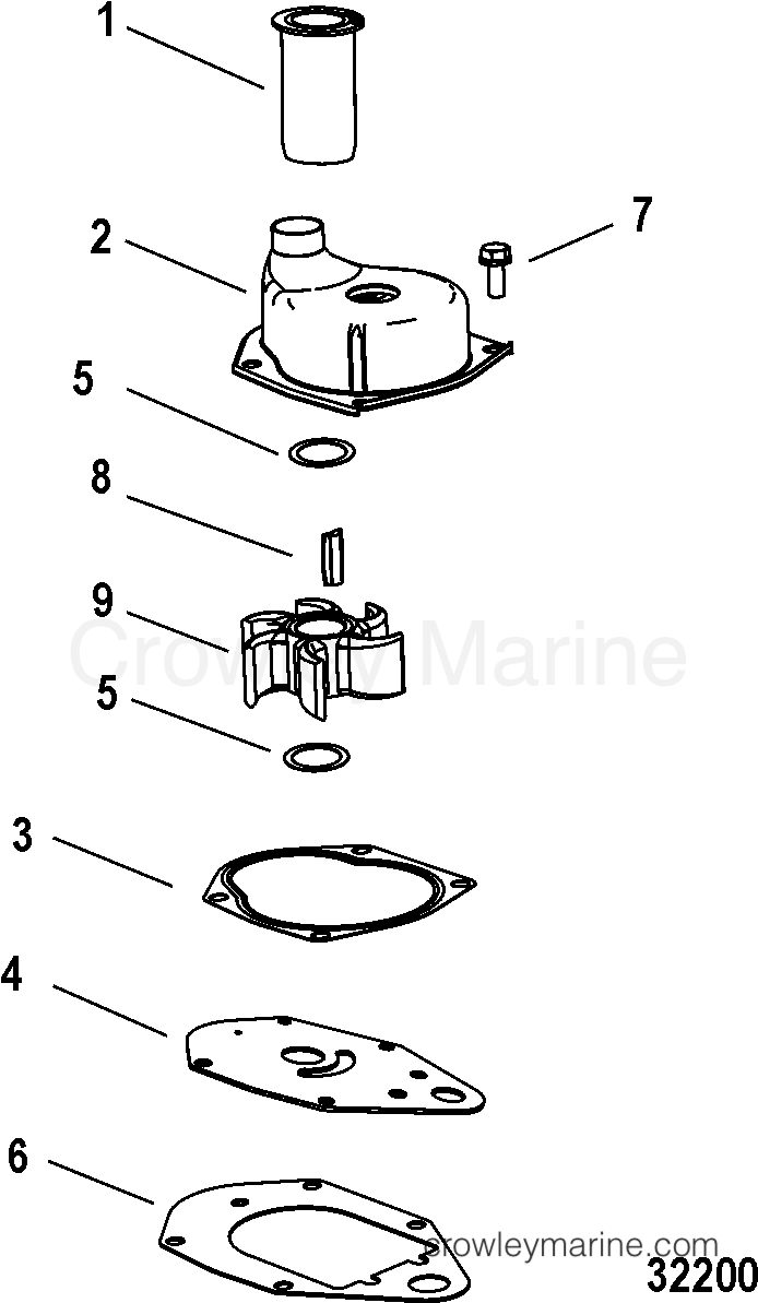 JET WATER PUMP COMPONENTS 2006 Mariner Outboard 40EFI [ELPT 4