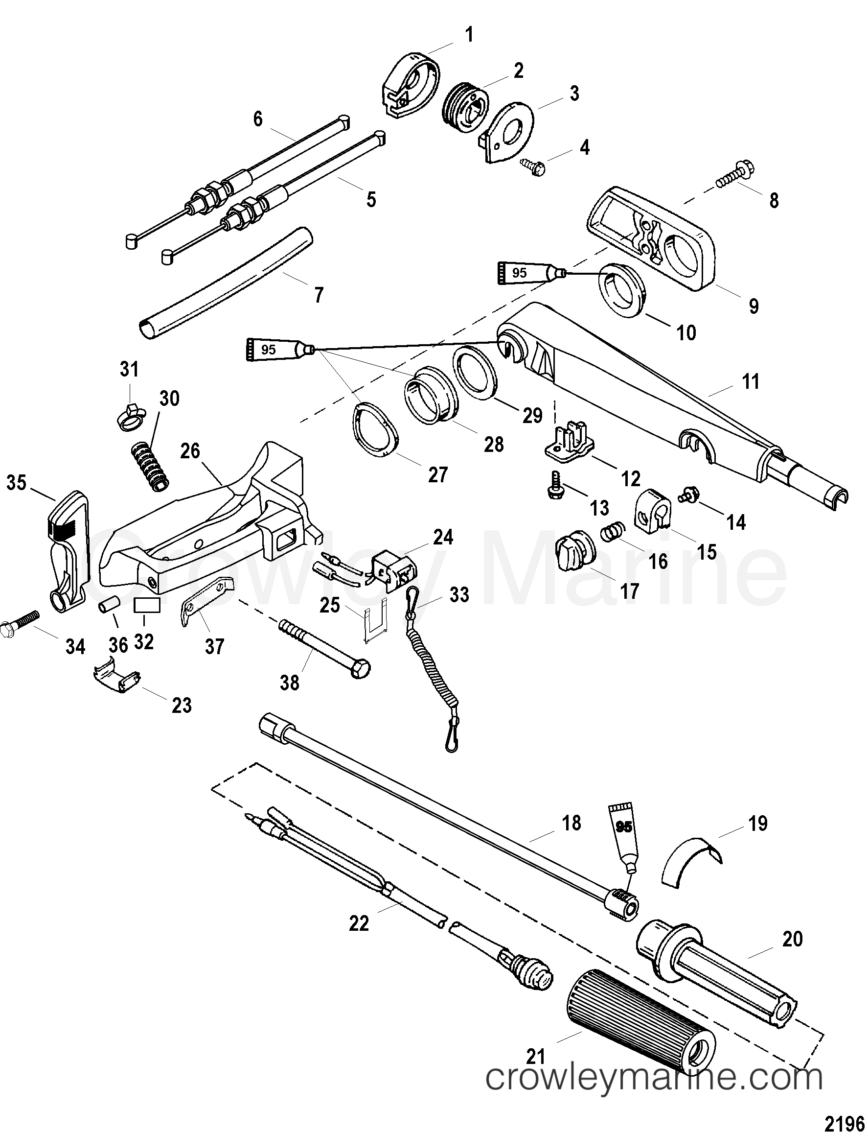 2002 Outboard 60EFI [ELPT 4] - 7A60412LD - TILLER HANDLE