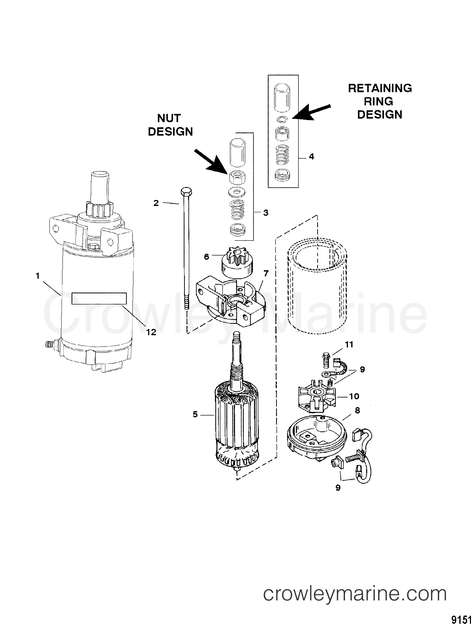 STARTER MOTOR 1999 Outboard 30 [E 4] 7F30302HD Crowley Marine