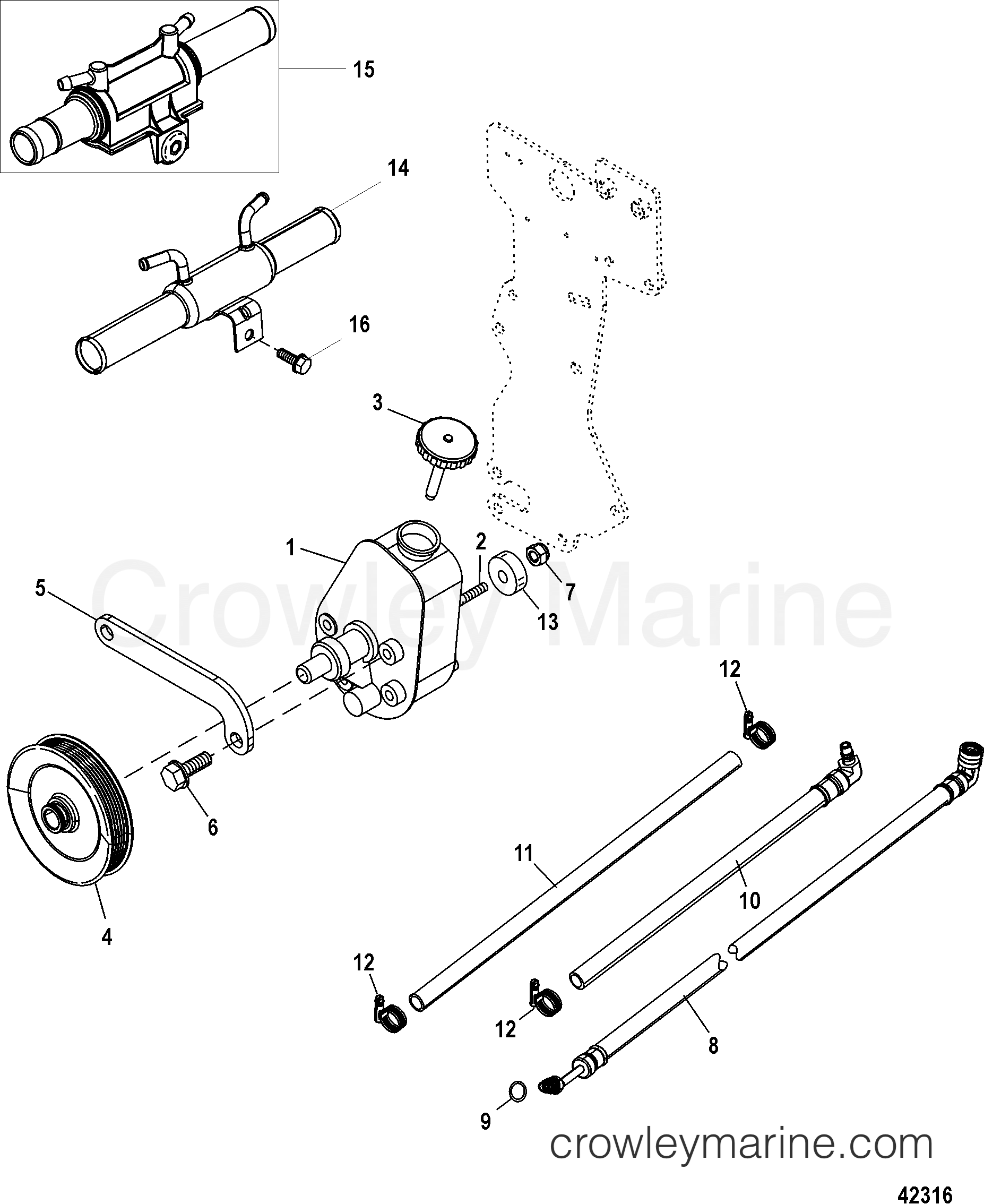 STEERING COMPONENTS - 1998 Stern Drive 5.7L [ALPHA] 4311025UU | Crowley ...