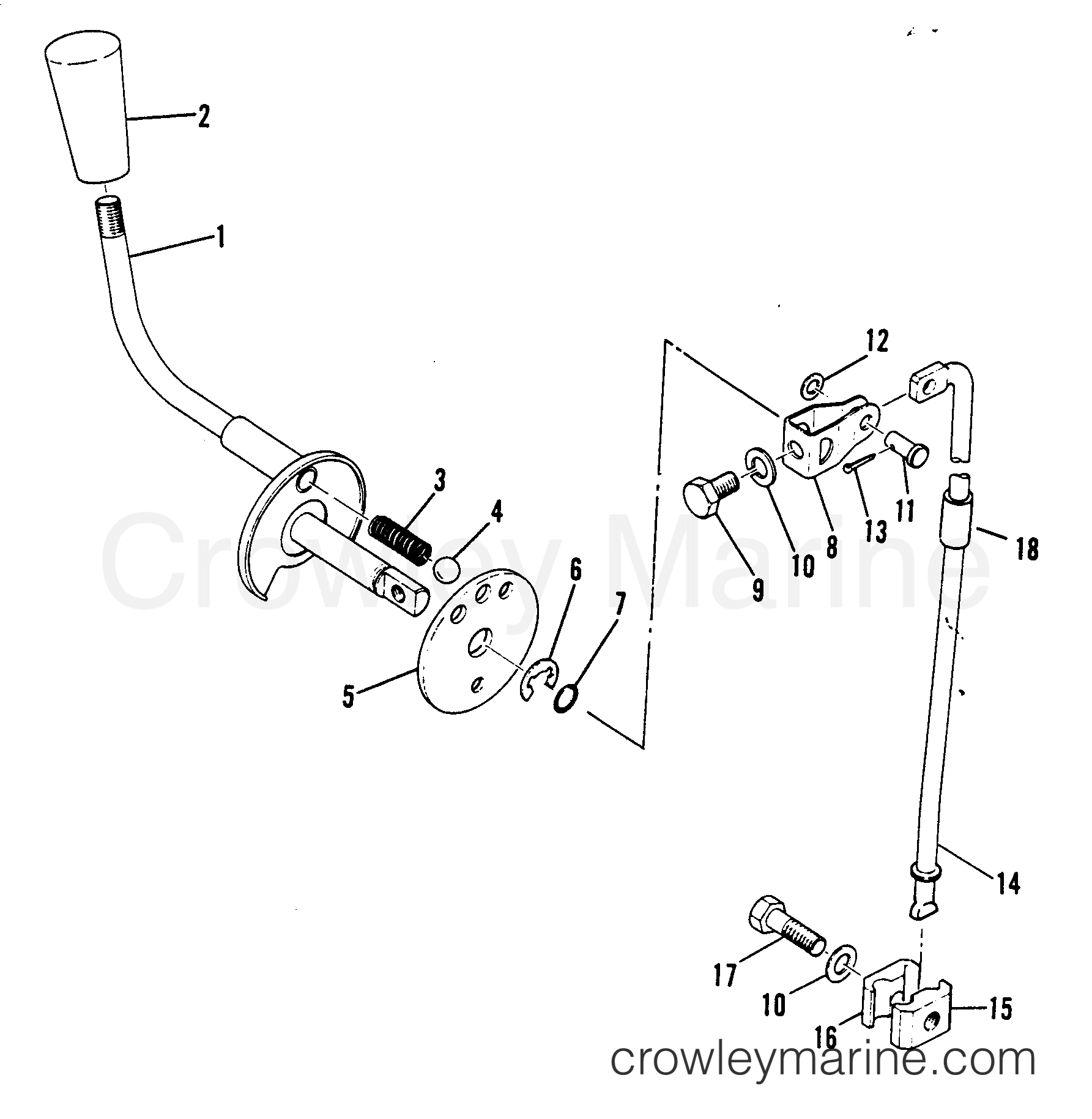 GEAR SHIFT LINKAGE 1977 Outboard 5 [M] 7005207 Crowley Marine
