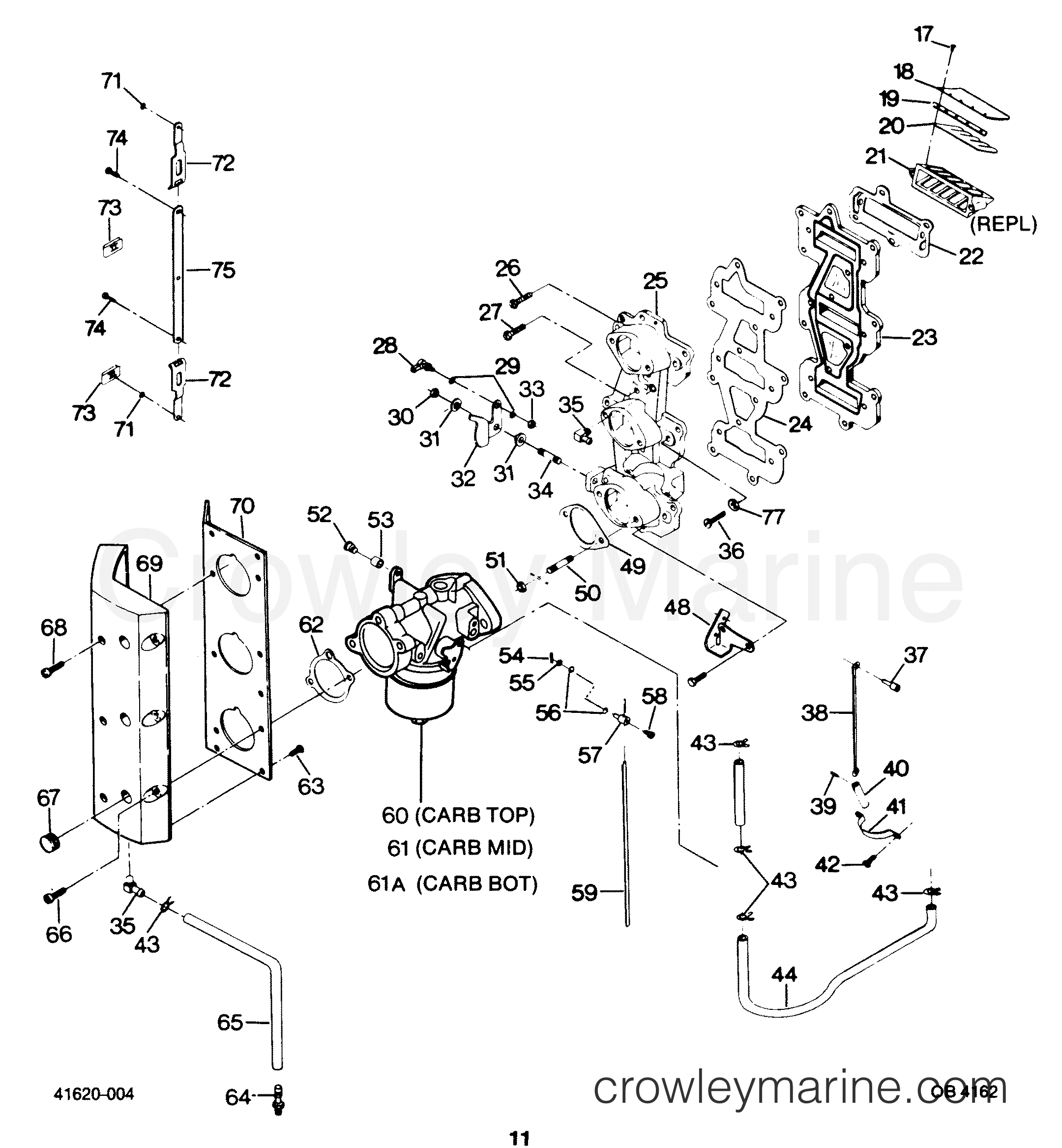 1987 Outboard 85 - 0C856F7B [Force] - ADAPTER AND REED PLATE