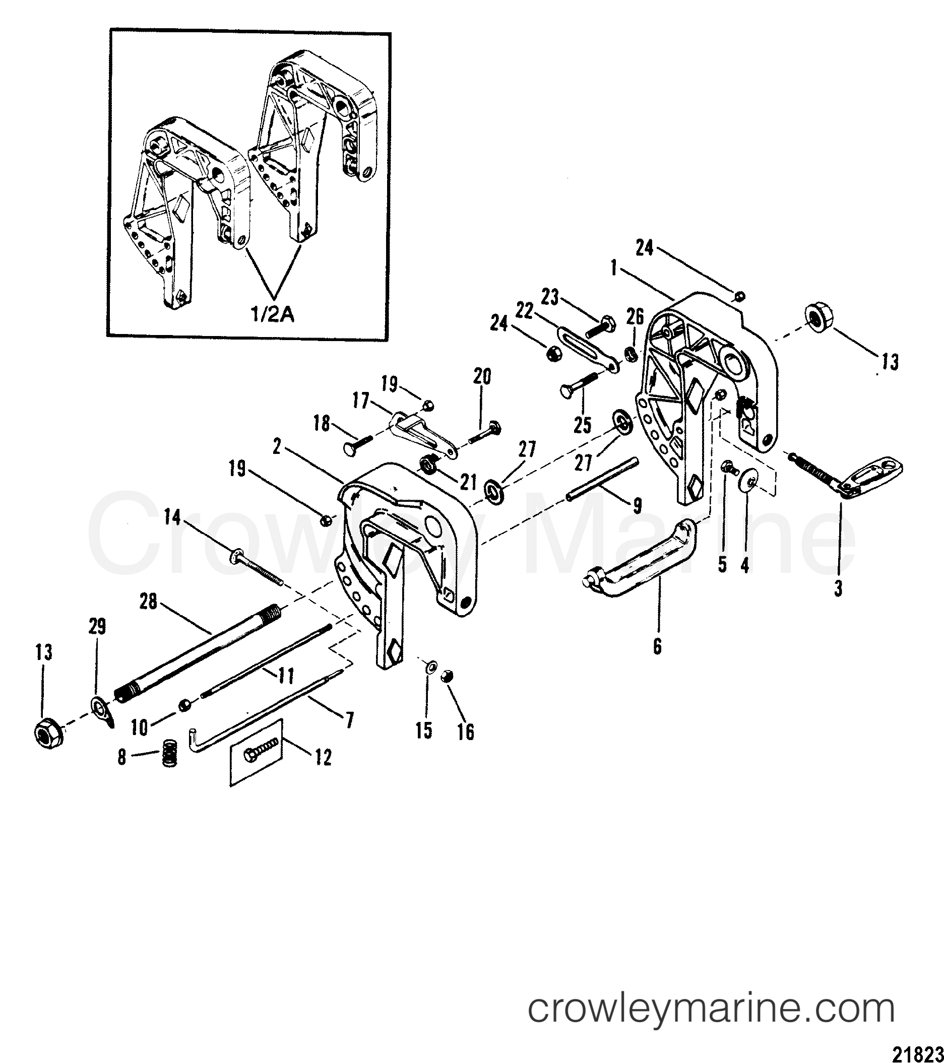 CLAMP BRACKET ASSEMBLY 1988 Outboard 20 [EH] 7020302ND Crowley Marine