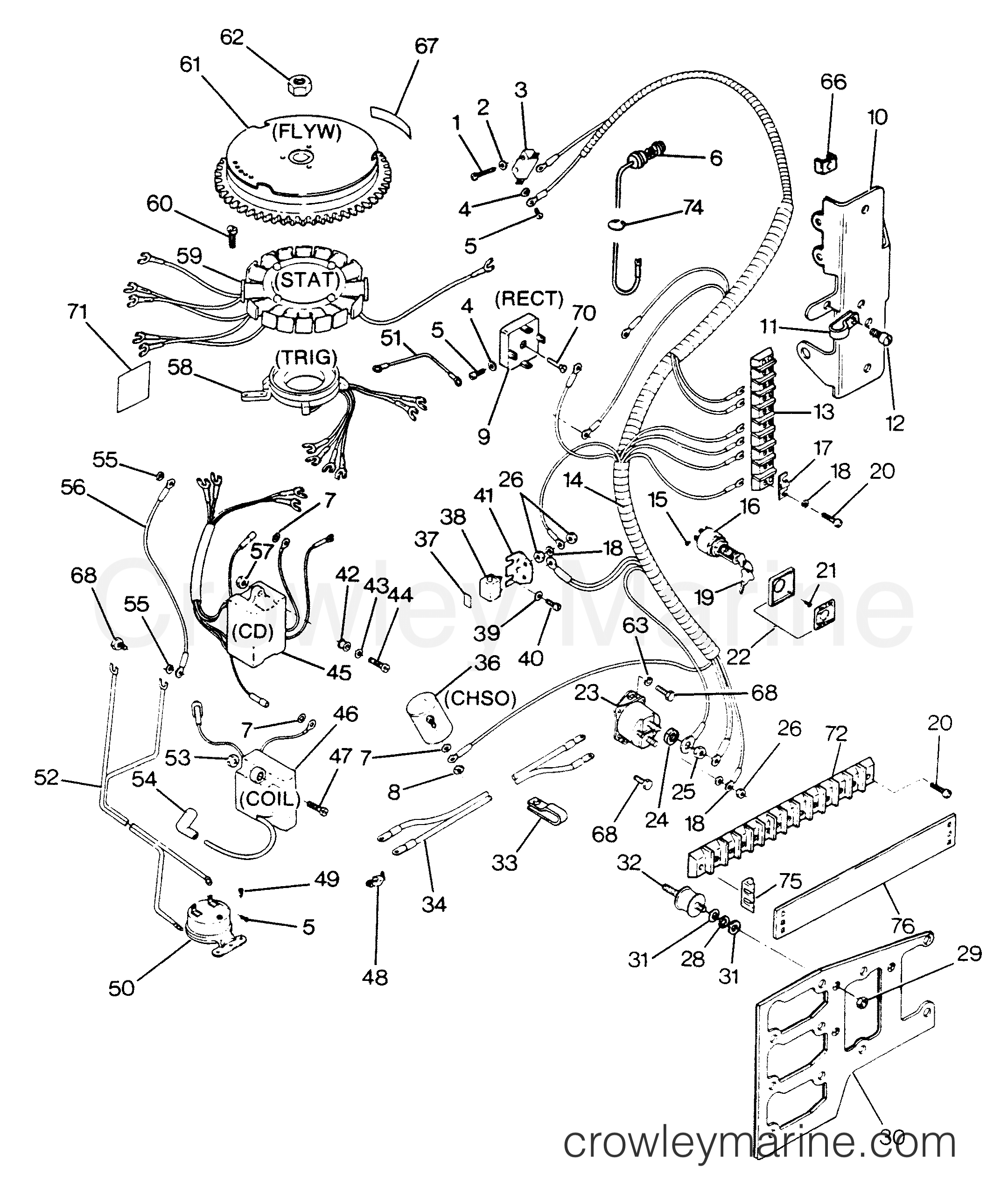1988 Outboard 125 - 1254X8B [Force] - ELECTRICAL COMPONENTS