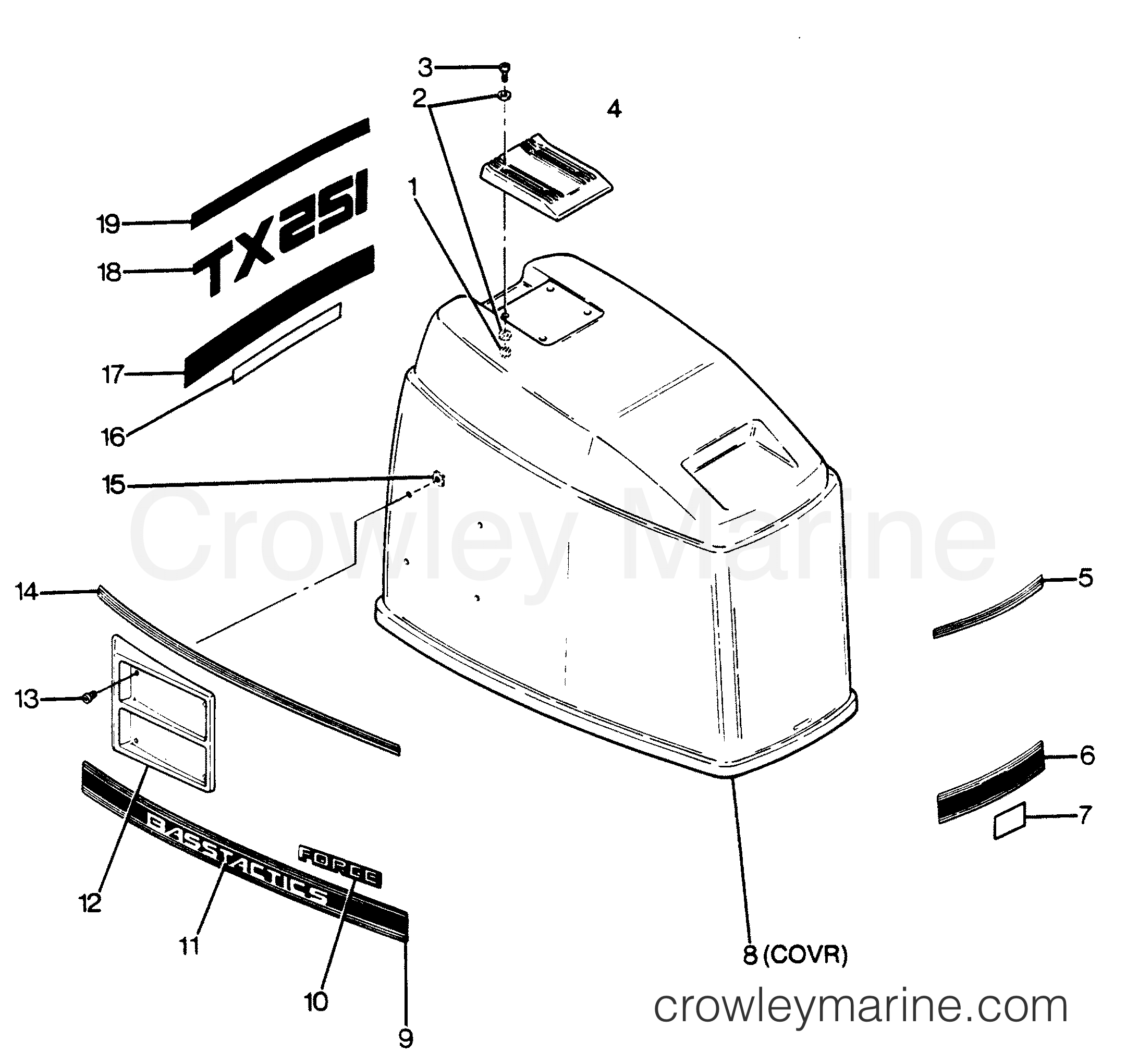 1988 Outboard 125 - 1258D8C [Force] - ENGINE COVER CAJUN MODELS