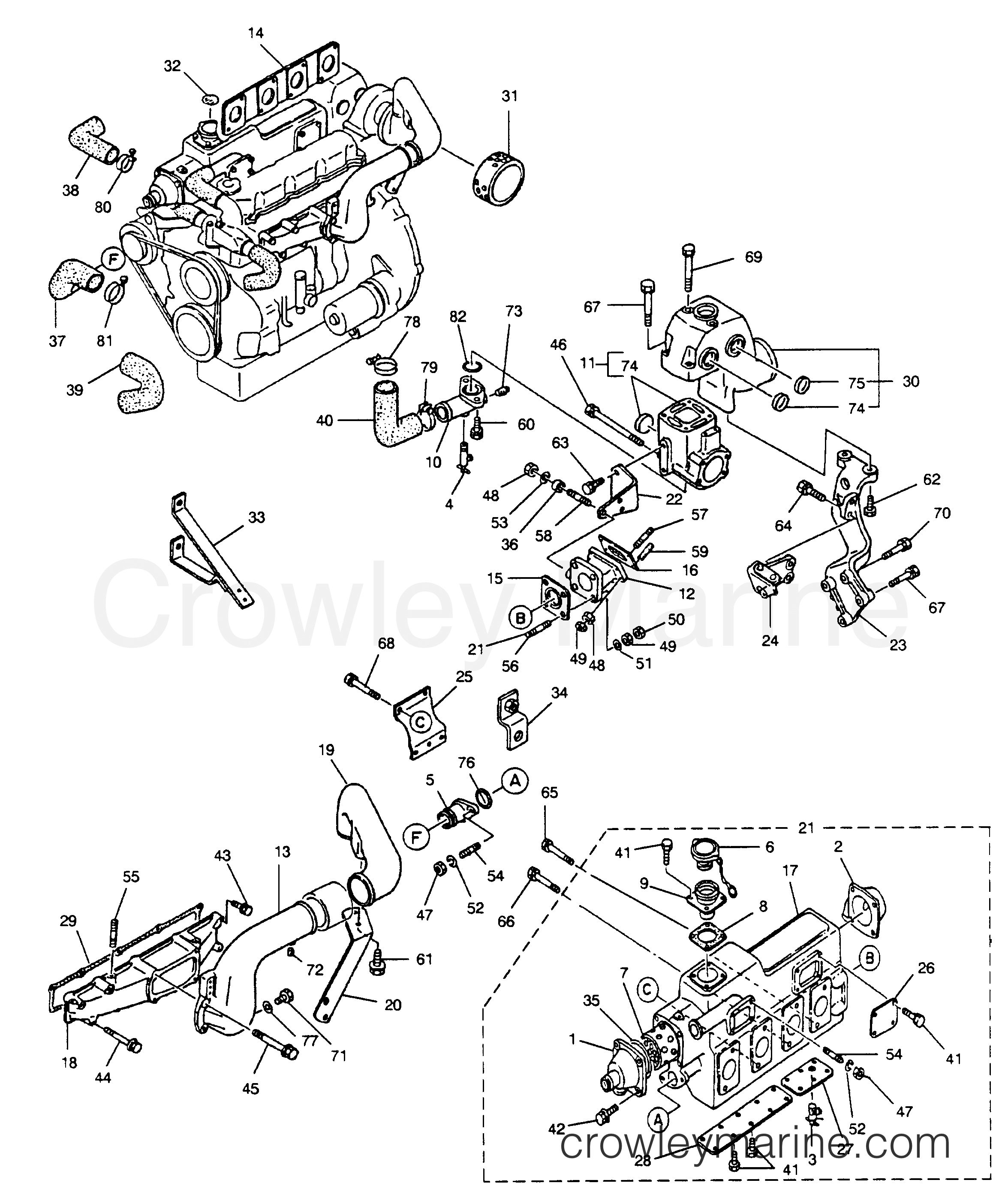 INTAKE AND EXHAUST SYSTEM All Years Inboard Engine HINO DIESEL WO4CTA (150 H.P.) 4 CYL