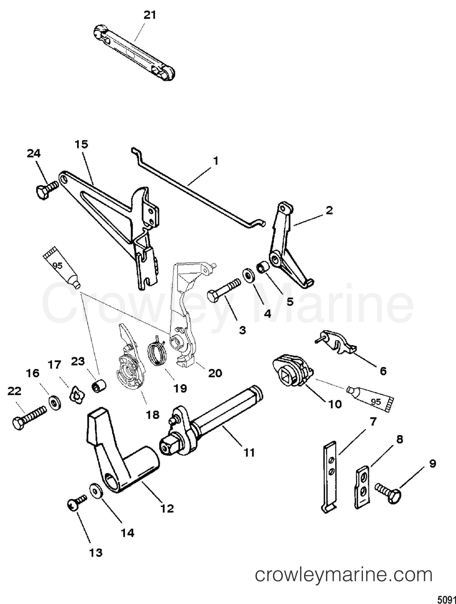 2002 Outboard 25 [ML] - 7025213LB - THROTTLE AND SHIFT LINKAGE(SIDE SHIFT)