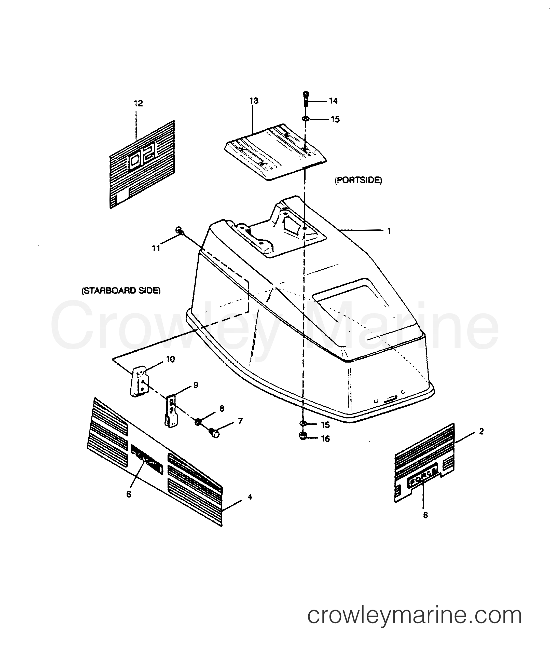 1990 Outboard 50 - 507A90C [Force] - ENGINE COVER SPECTRUM & BAYLINER MODELS