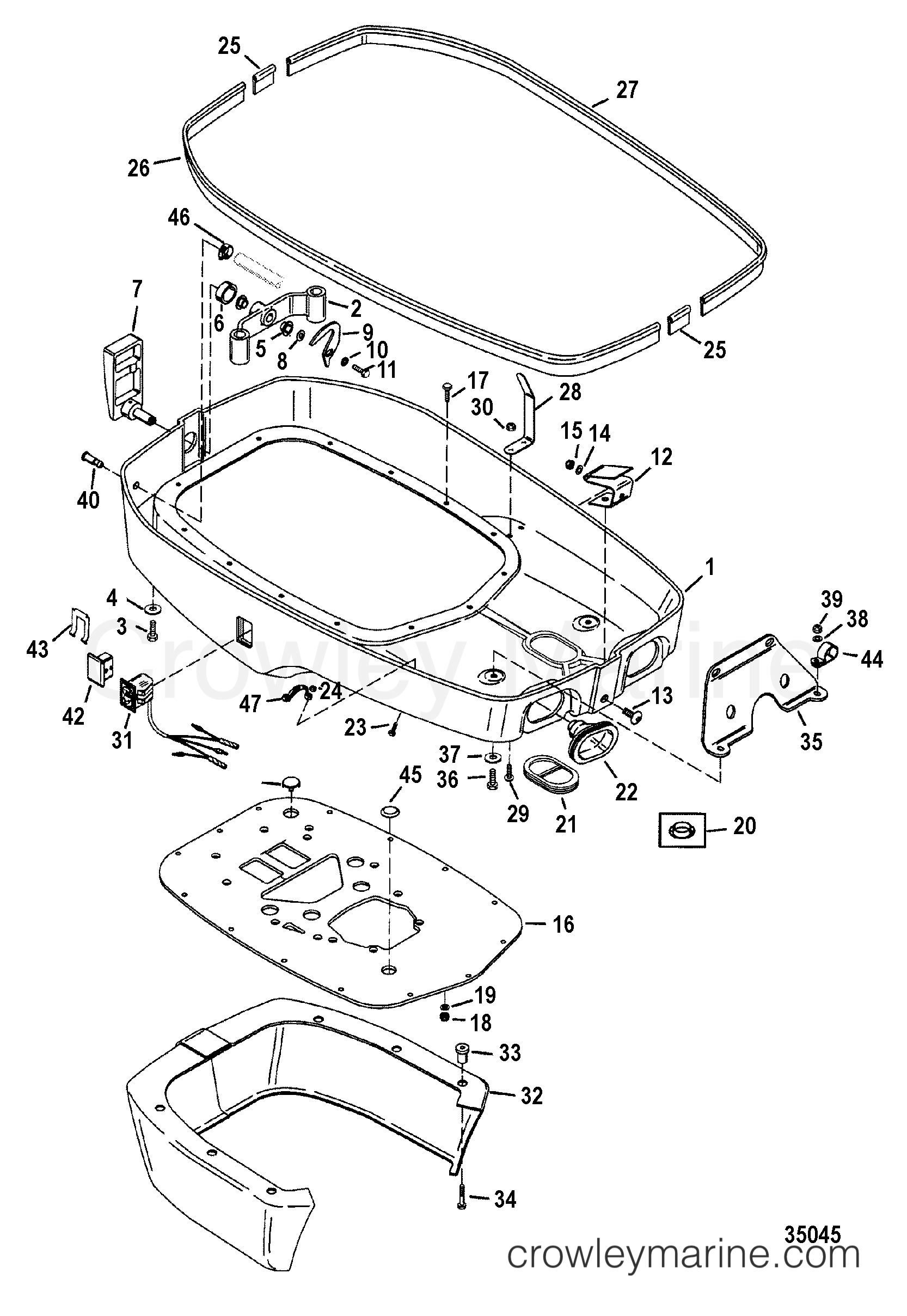 BOTTOM COWL - 1998 Mercury Race Outboard 2.5 OS [CL EFI] 1925242UH