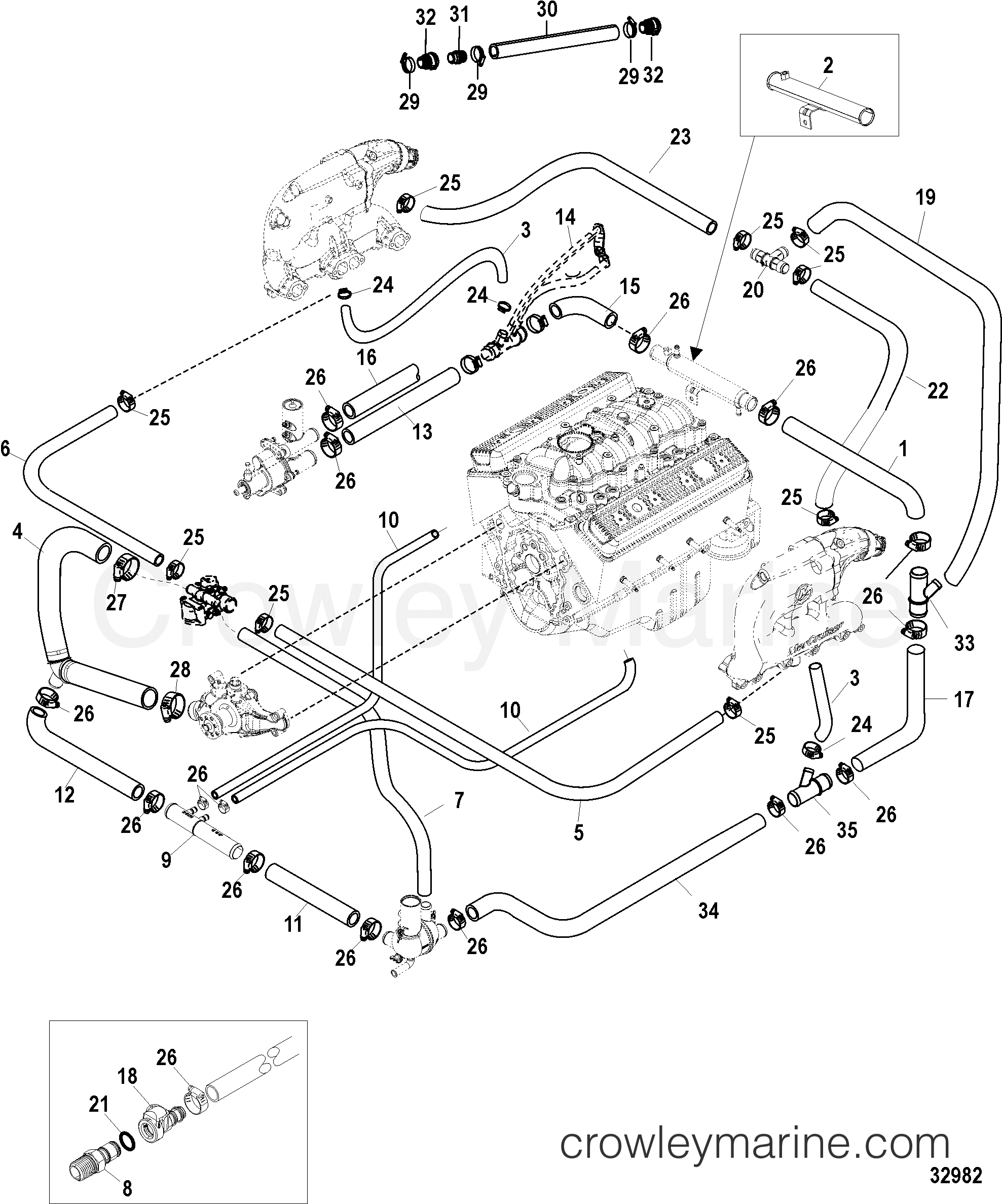 1998 Inboard Engine 350 MAG [BLK SCORP] - 33500450E - STANDARD COOLING SYSTEM, INLINE