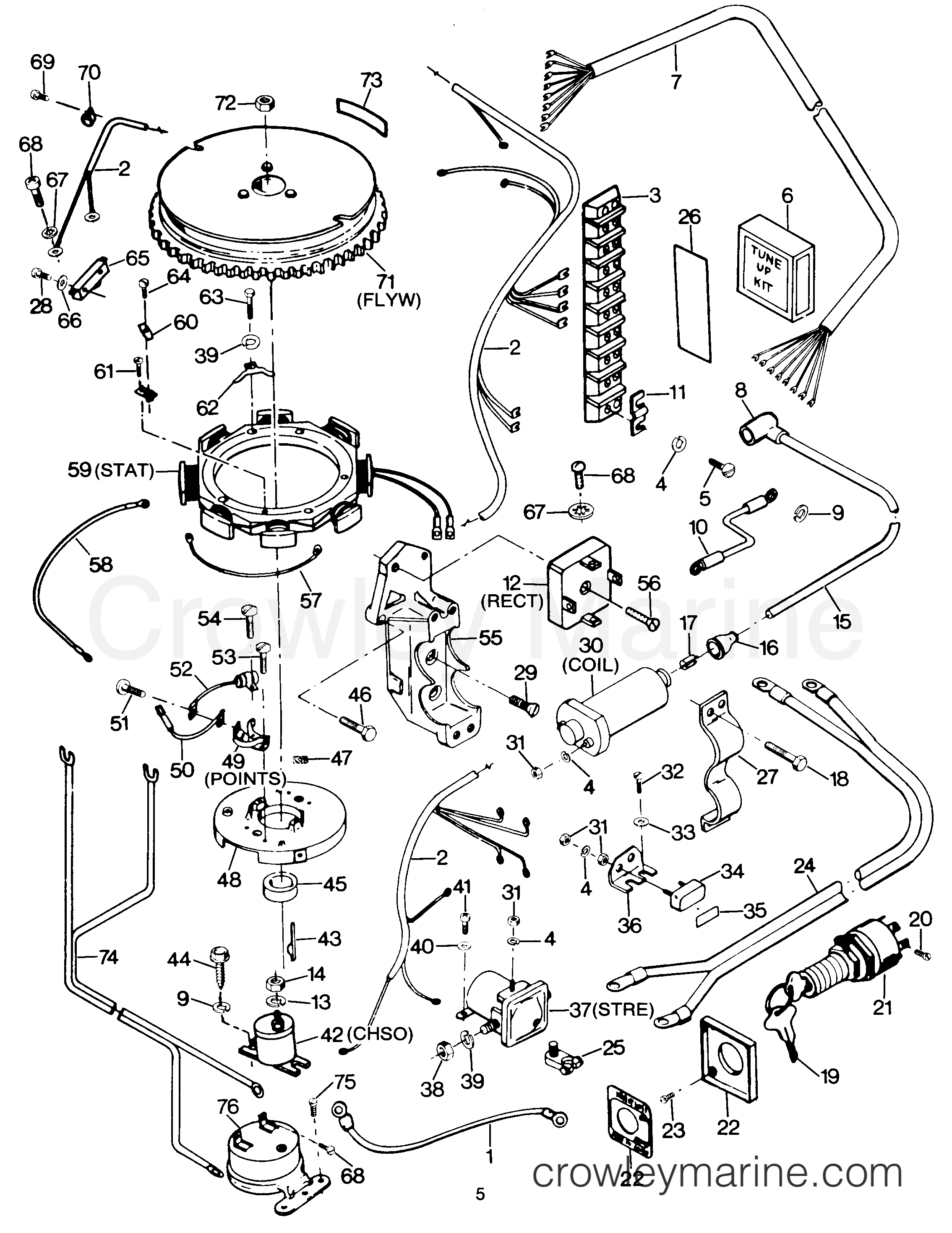 ALTERNATOR AND ELECTRICAL COMPONENTS - 1987 Force Outboard 50 H0507F87B
