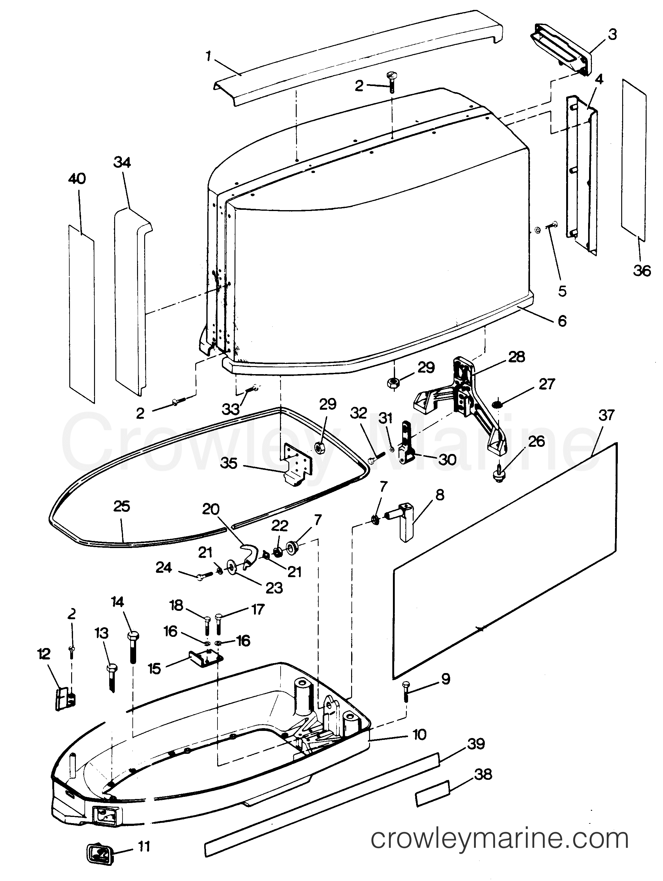 1986 Outboard 125 - 1258FC6B [Force] - ENGINE COVER AND SUPPORT PLATE