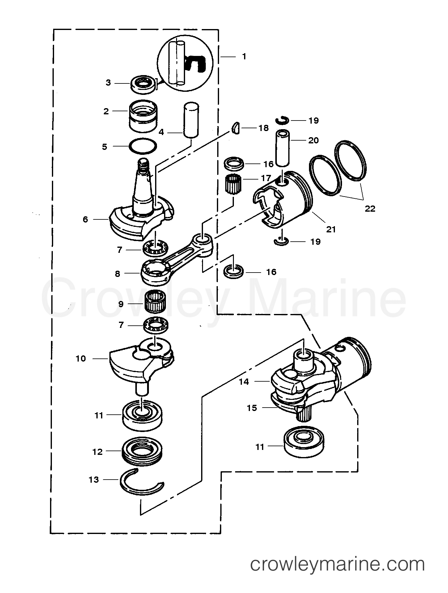 1997 Outboard 25 [M] - 7025208FW - CRANKSHAFT
