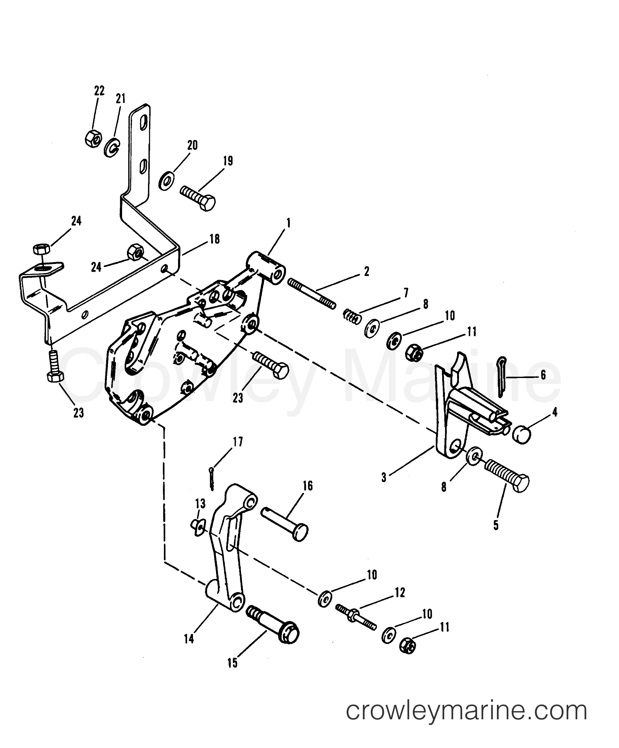 1996 Inboard Engine 7.3L [D-TRONIC] - 3733299JS - SHIFT BRACKET (STERN DRIVE)