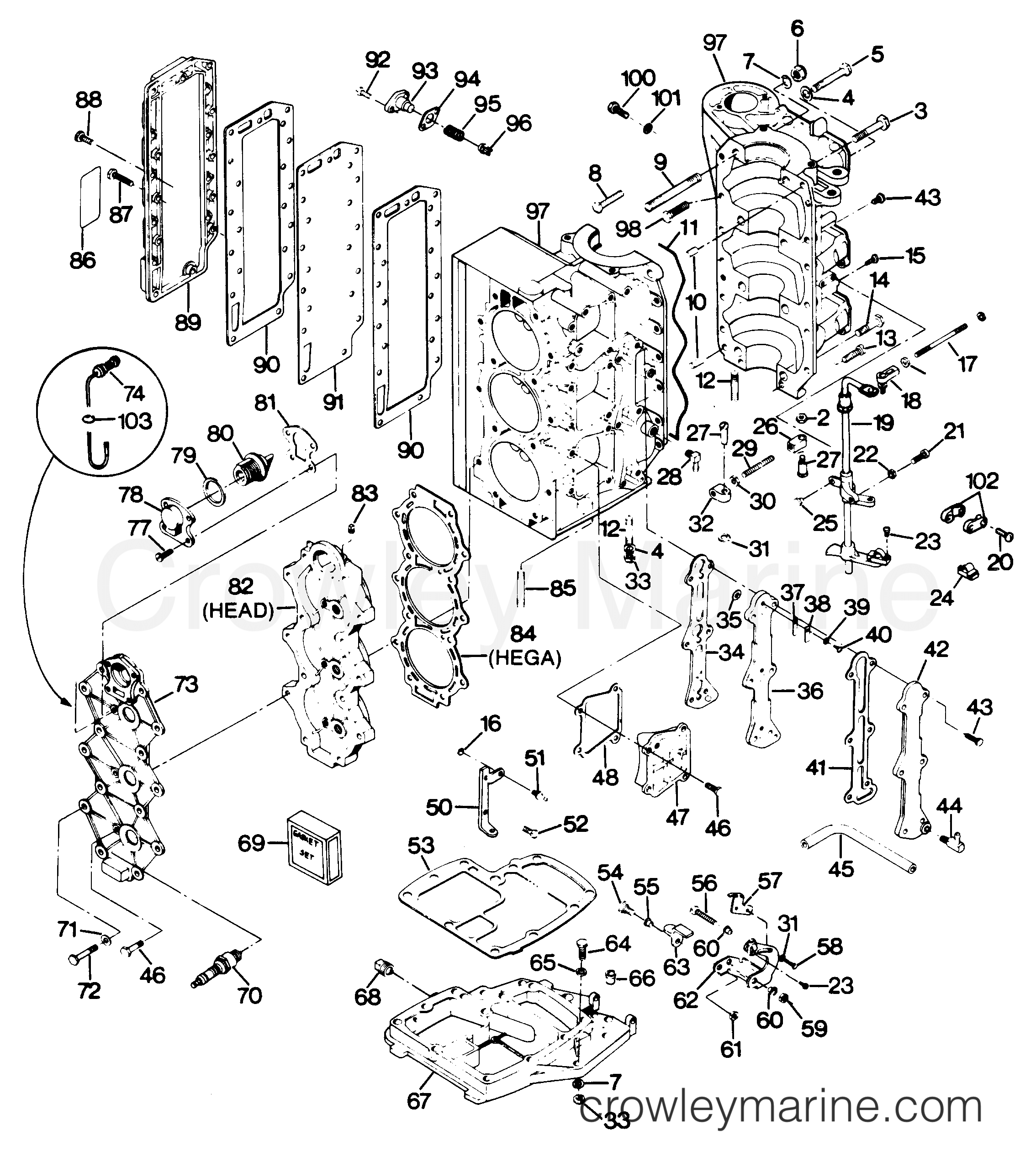 1988 Outboard 85 - 853F8B [Force] - POWERHEAD