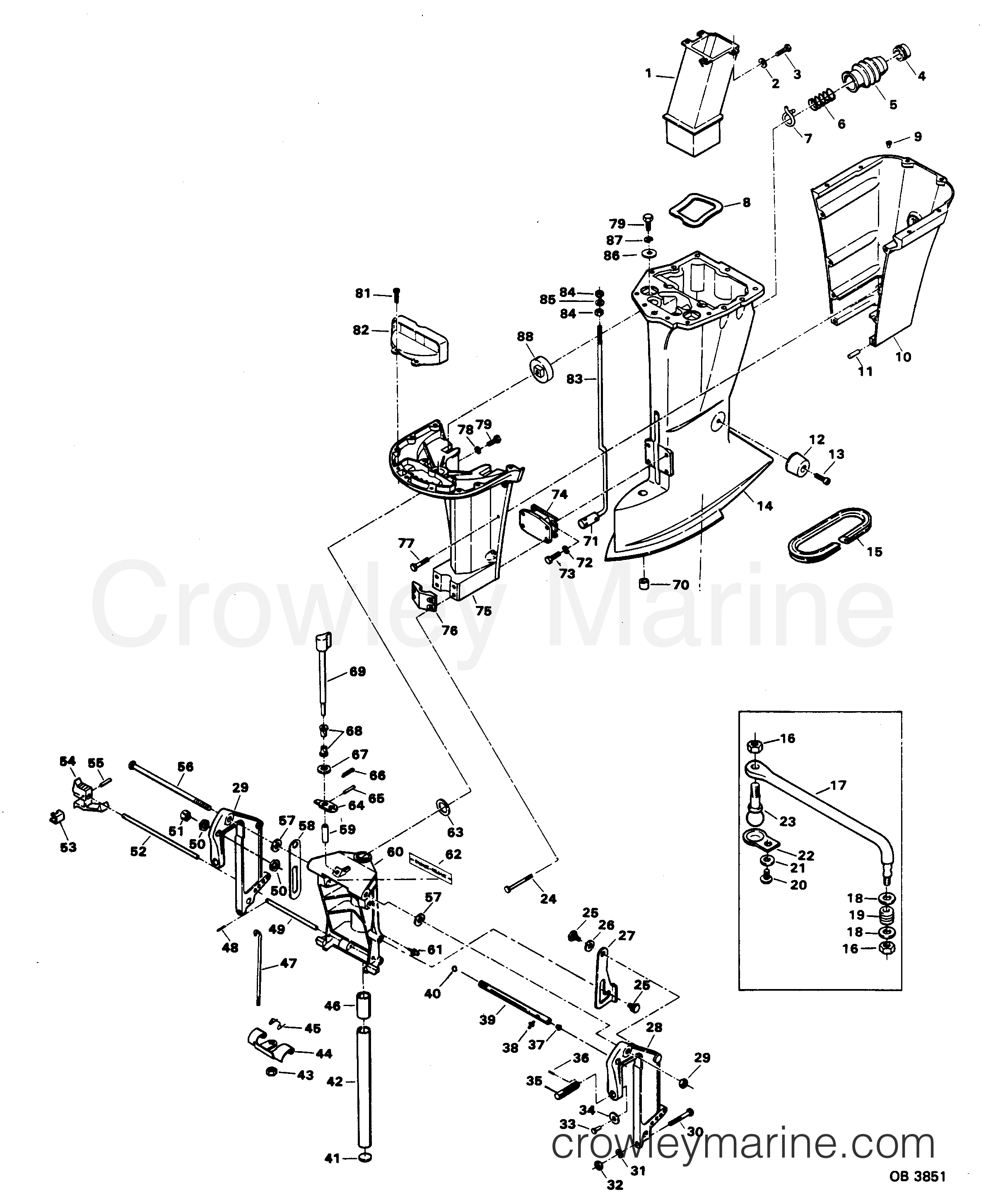1982 Outboard 85 - H0858H82F - MOTOR LEG