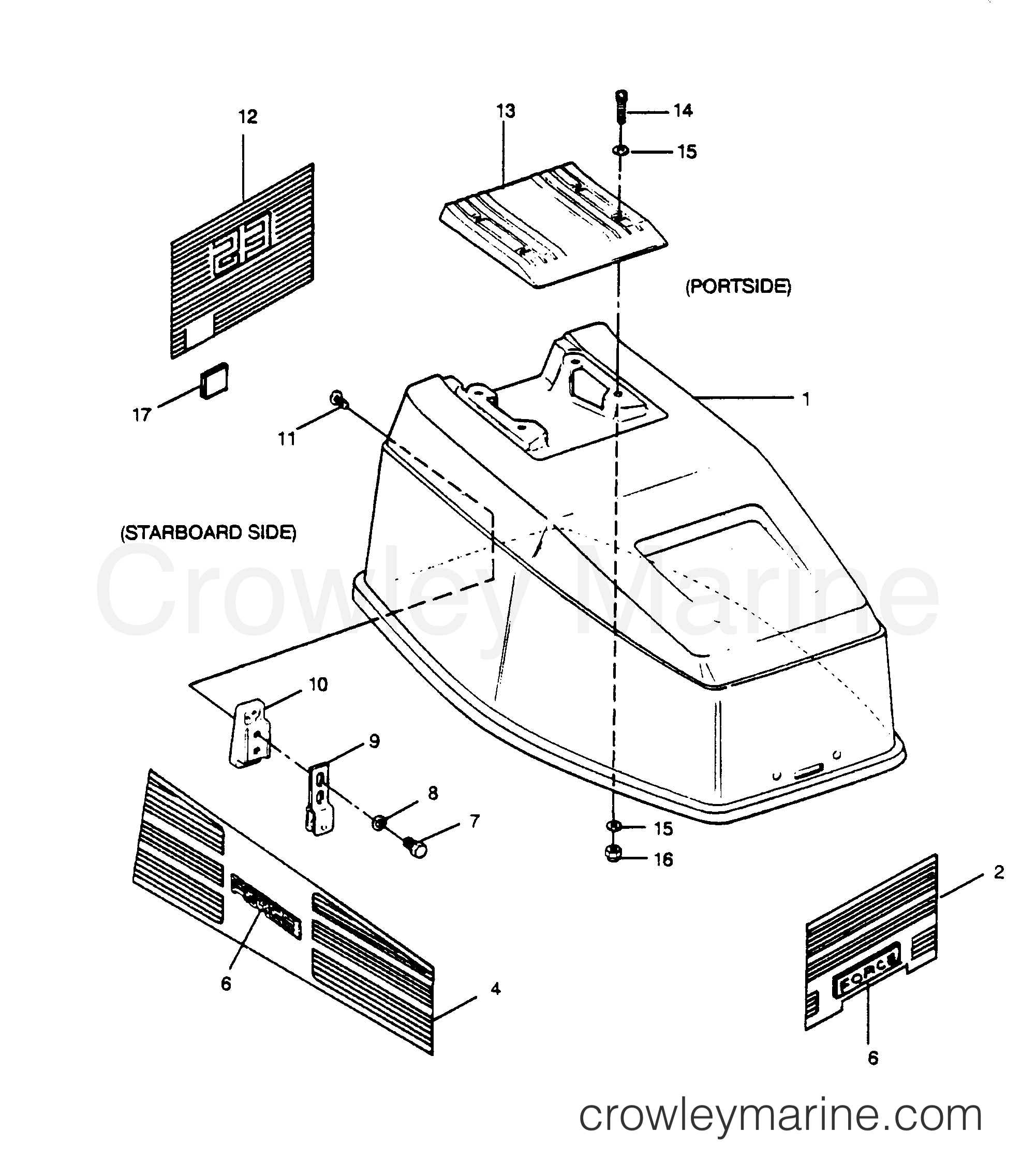 1990 Outboard 35 - 353F90B [Force] - ENGINE COVER (BAYLINER MODELS)