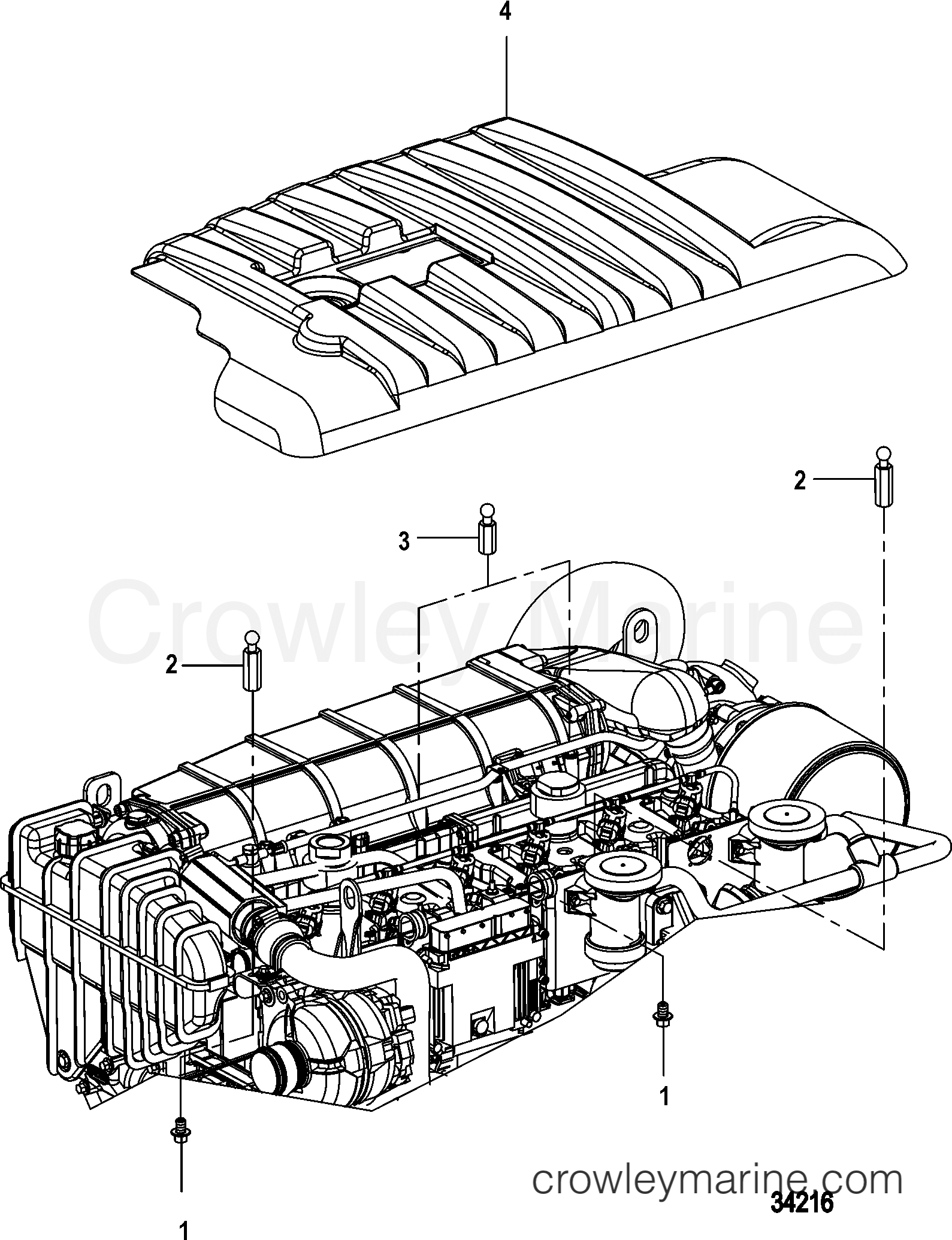 1998 Inboard Engine 4.2L QSD [EI 350] - 30420065D - ENGINE COVER