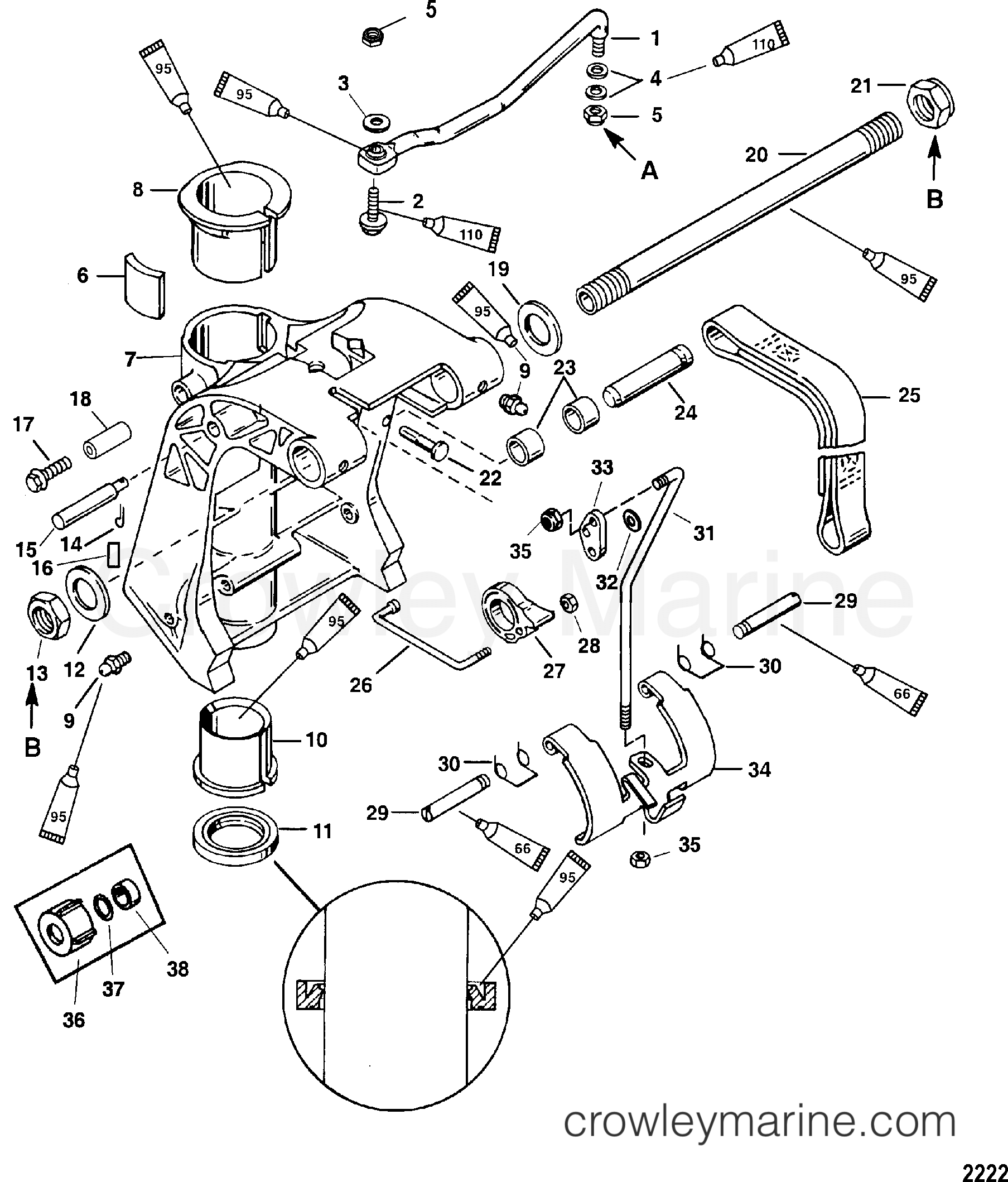 1998 Outboard 25 [ELPT 4] - 7F25412GD - SWIVEL BRACKET, REMOTE CONTROL