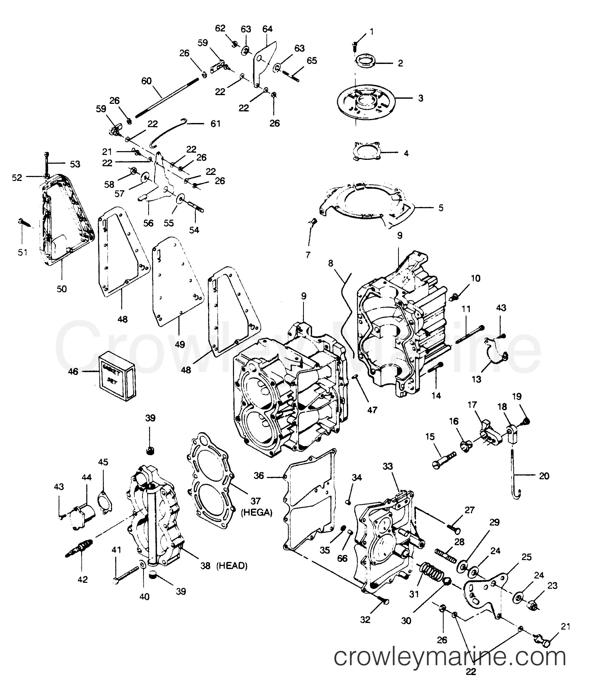 1990 Outboard 35 - 357F90A [Force] - POWER HEAD