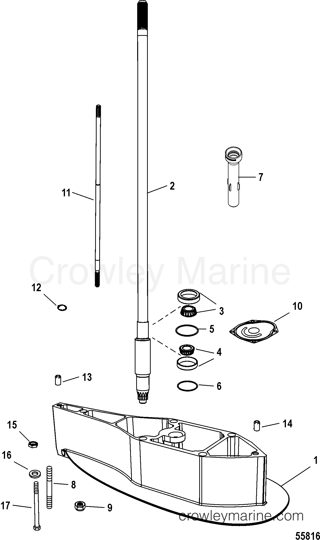 DRIVESHAFT HOUSING EXTENSION KIT, COMMAND THRUST 2.381 2014 Outboard 115EFI [EXLPT 4