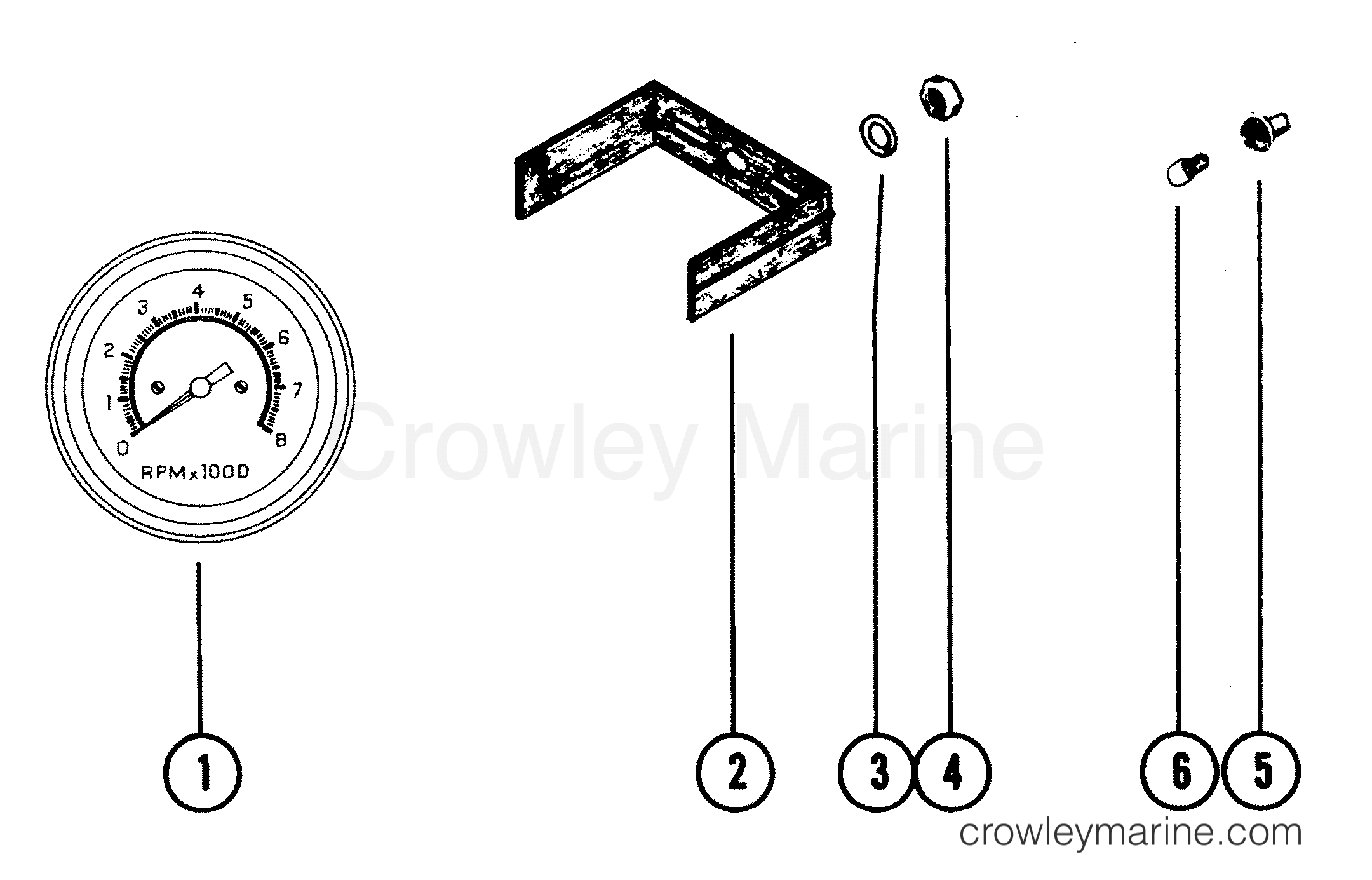 Various Years Rigging Trim / Tilt / Lift Systems and Components - OB MISC. (1985 AND BELOW) - TACHOMETER ASSEMBLY