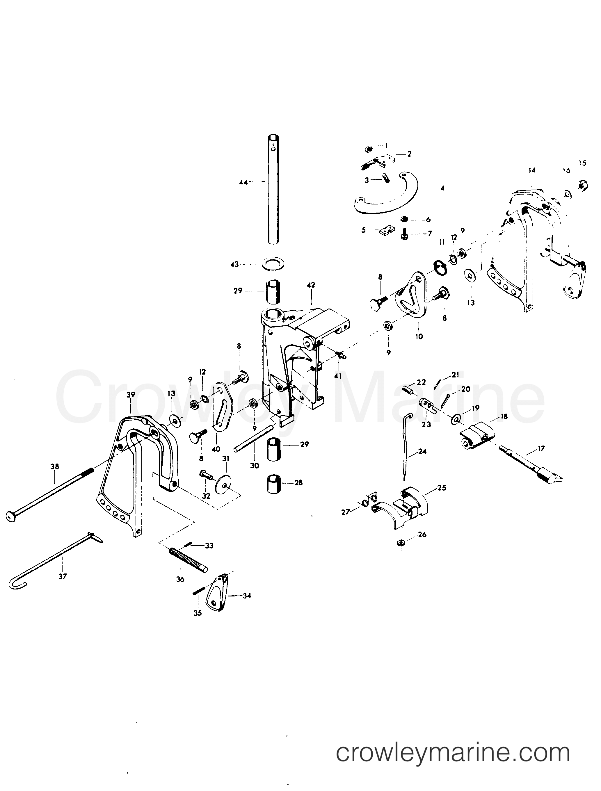 1975 Force Outboard 25 - H0254H75A SWIVEL BRACKET GROUP section