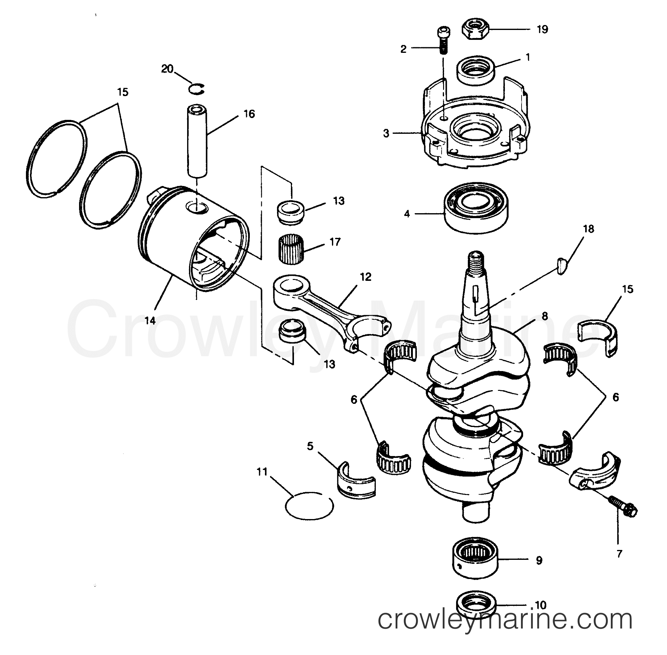 1992 Outboard 50 - 507A92A [Force] - CRANKSHAFT AND PISTON