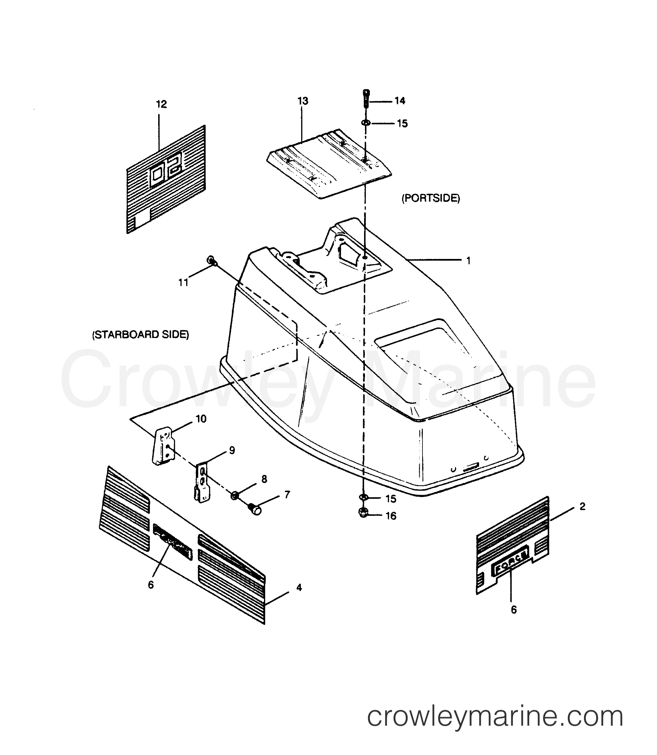 1990 Outboard 50 - 507A90D [Force] - ENGINE COVER SPECTRUM & BAYLINER MODELS