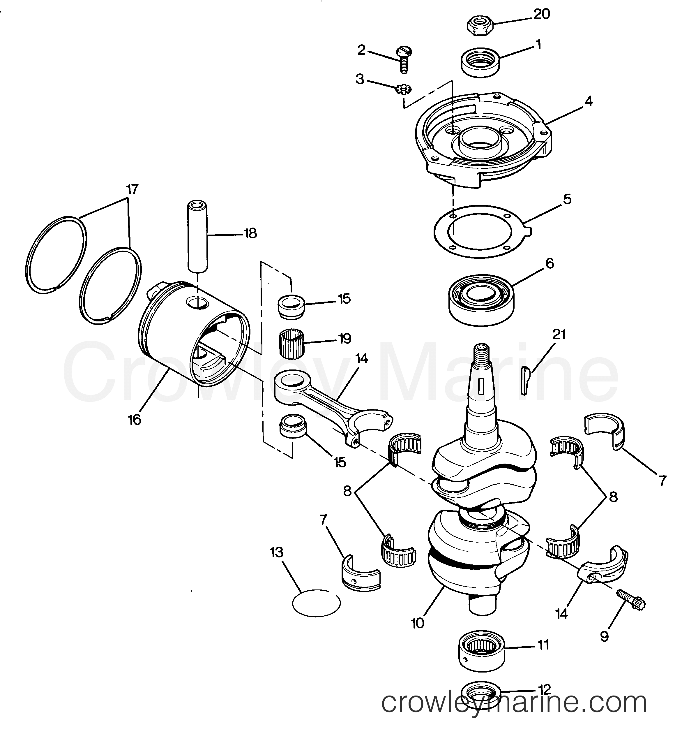 1987 Outboard 50 - 508M7B [Force] - CRANKSHAFT & PISTON