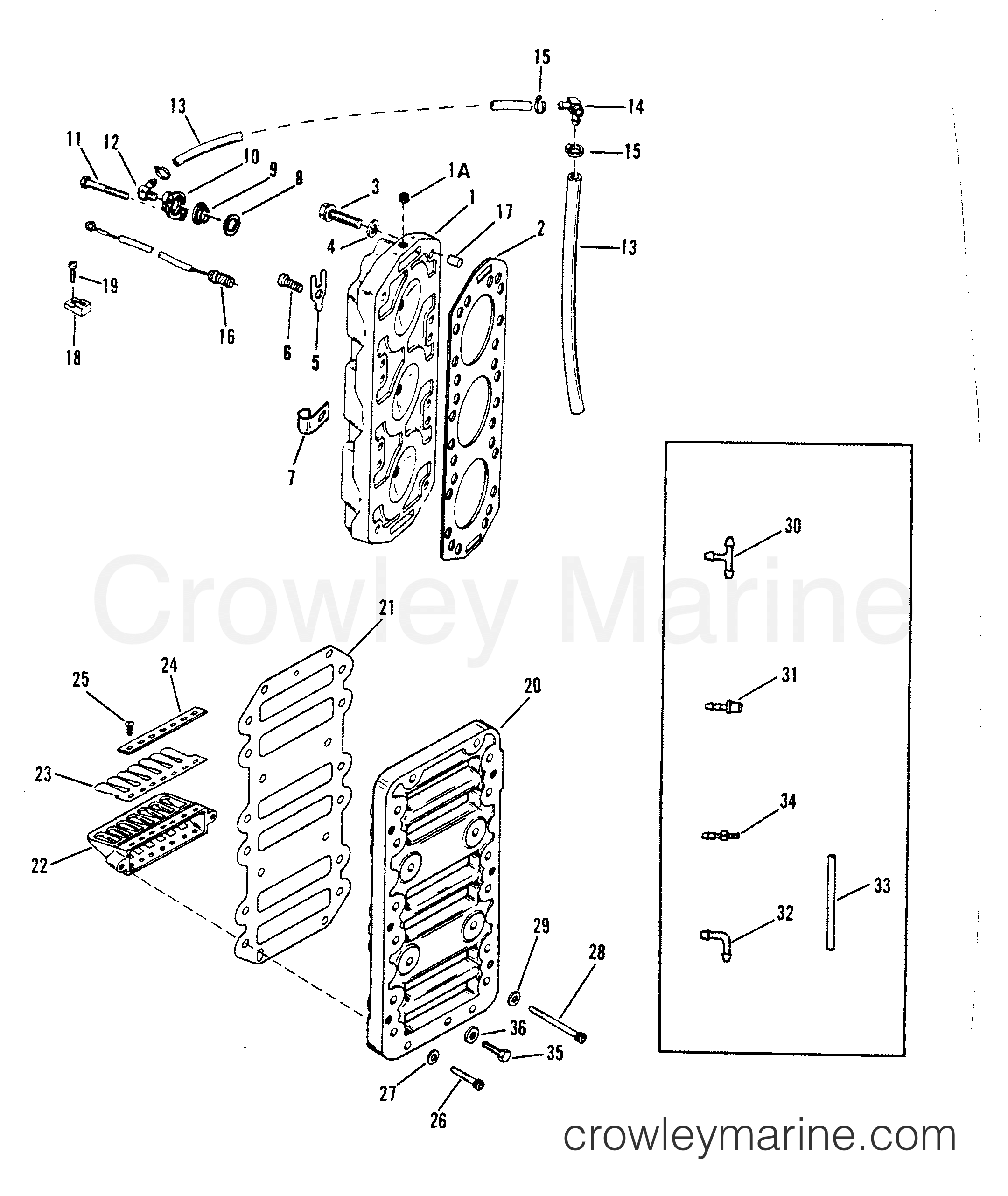 REED BLOCK AND CYLINDER HEAD - 1992 Race Outboard 2.5 [L EFI] 7925211AH ...