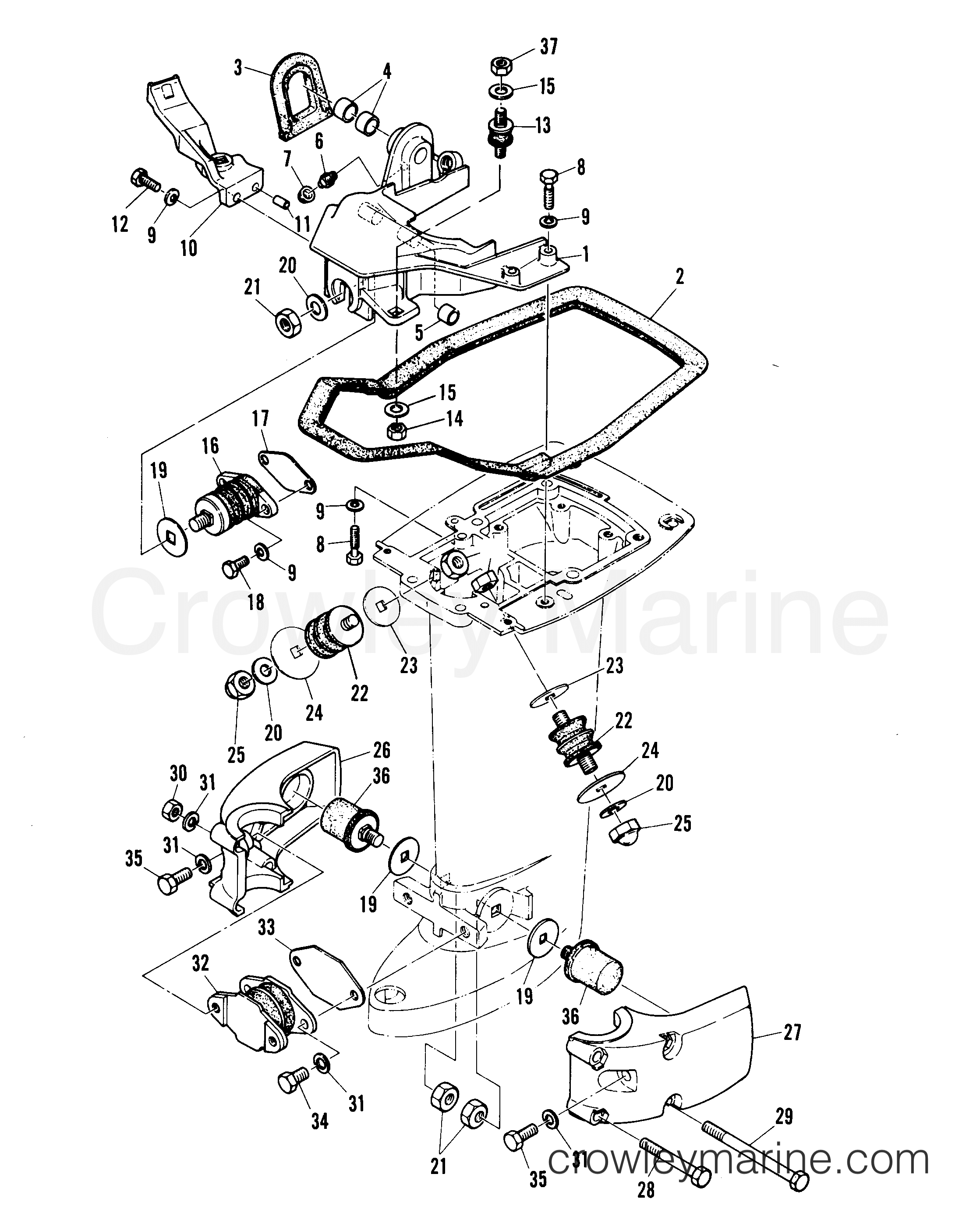 Serial Range Outboard 28 - 664-25801 AND UP [E] - MOUNTING SYSTEM