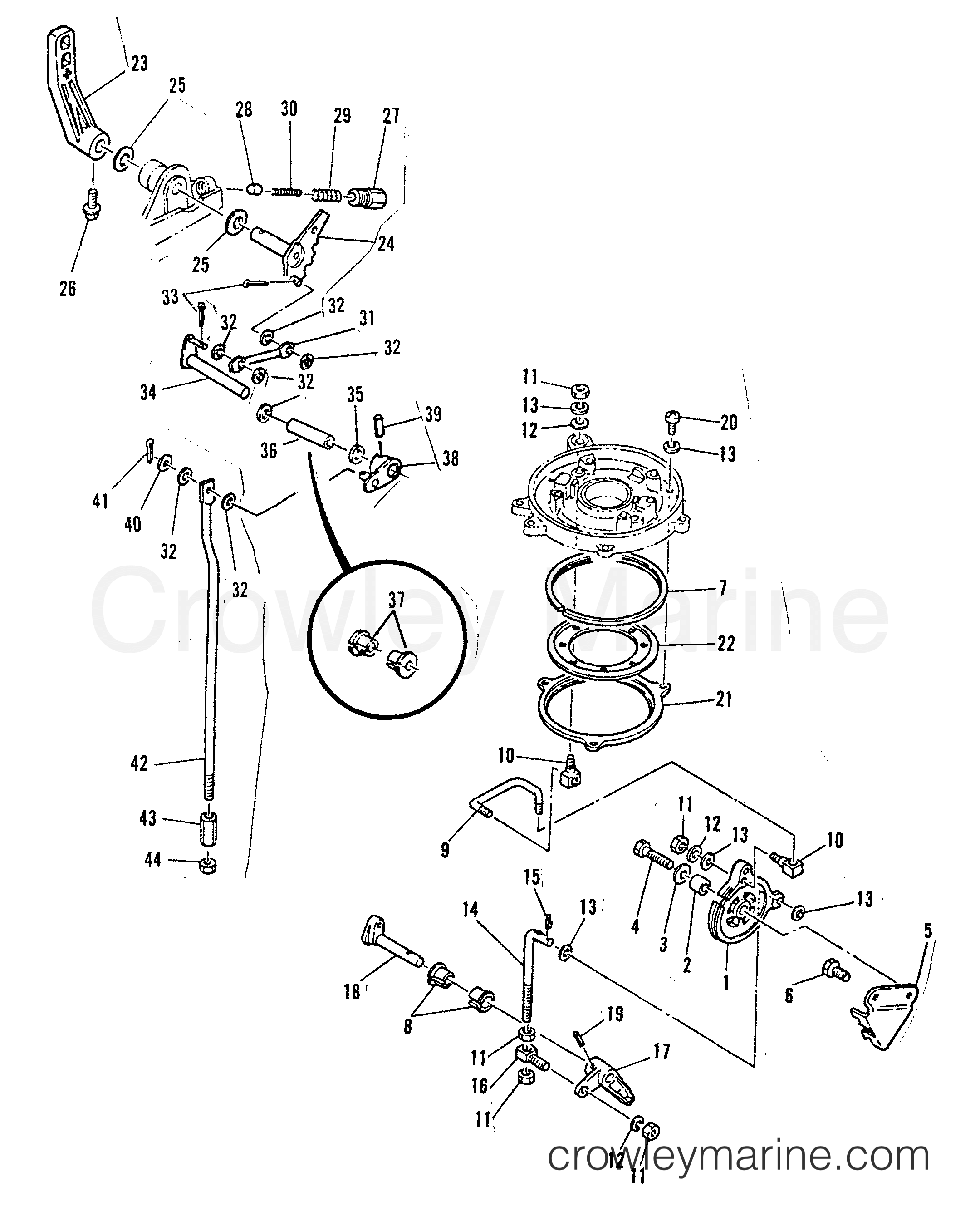 1989 Outboard 25 [ML] - 7025217PW - THROTTLE CONTROL/GEAR SHIFT LINKAGE