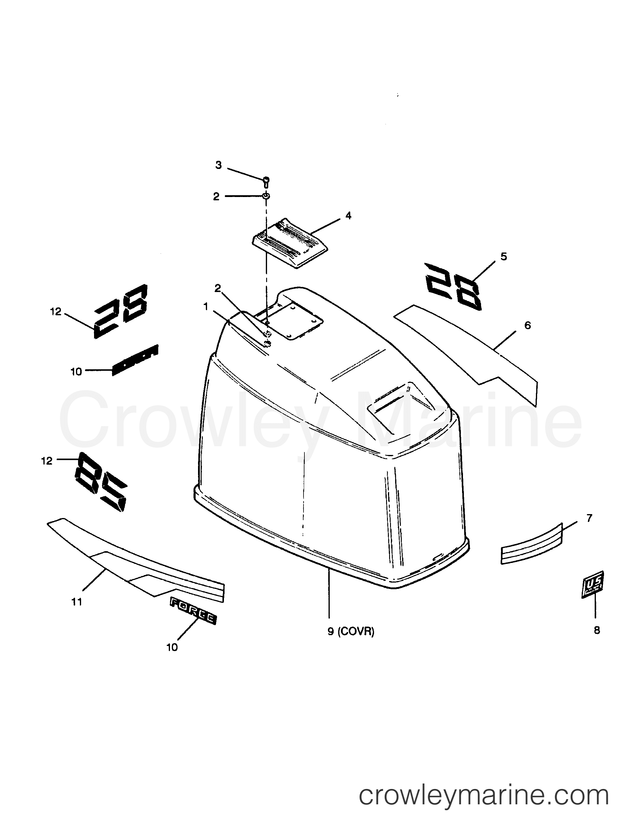 1989 Outboard 85 - 858F9B [Force] - ENGINE COVER