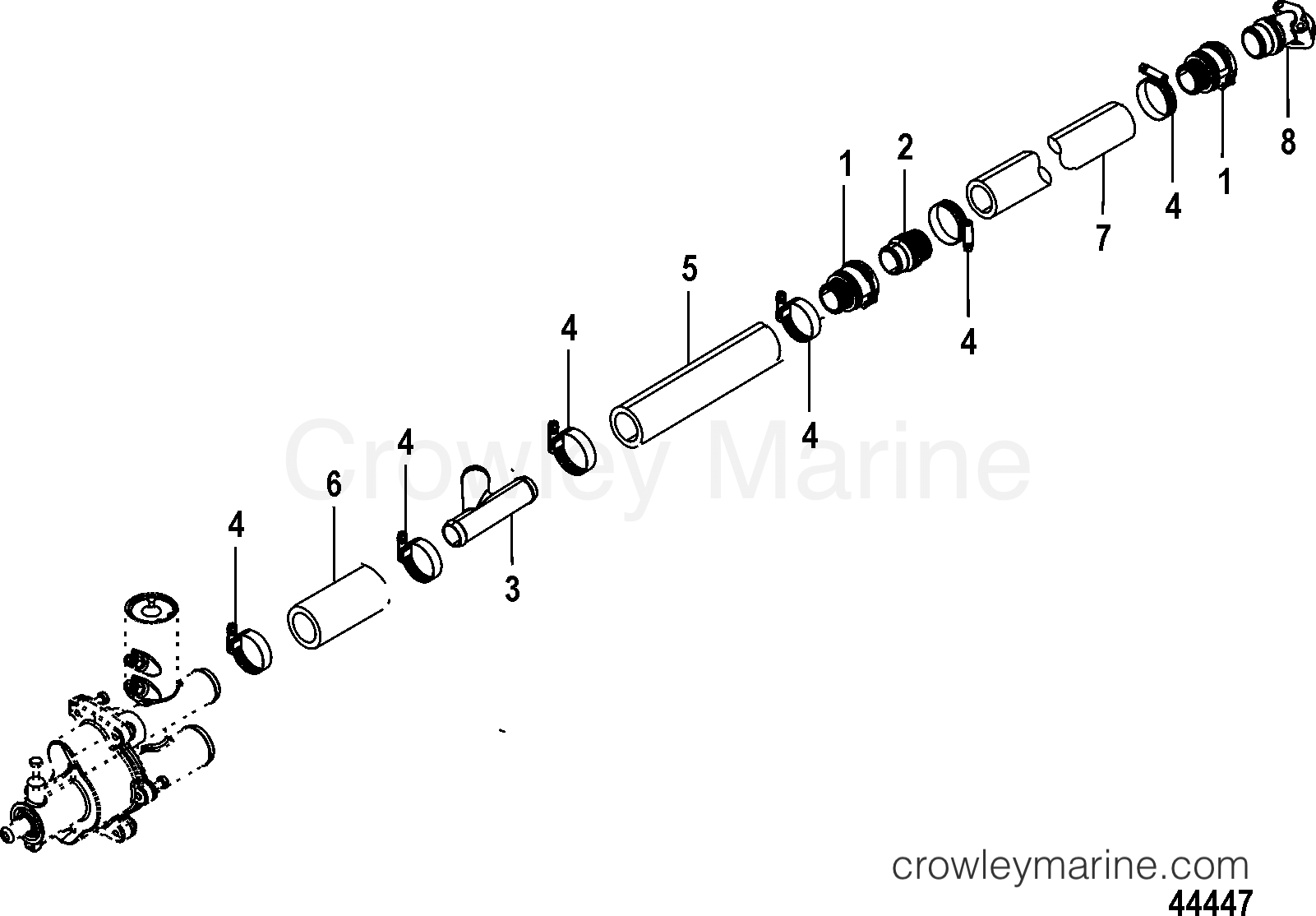 CLOSED COOLING SYSTEM(BRAVO) SEA PUMP HOSES 1998 Stern Drive 350 MAG