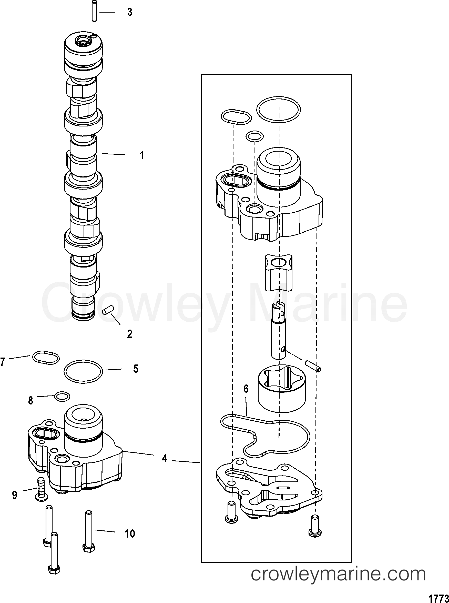 CAMSHAFT/OIL PUMP 2006 Outboard 40EFI [E 4] 7E40312UB Crowley Marine