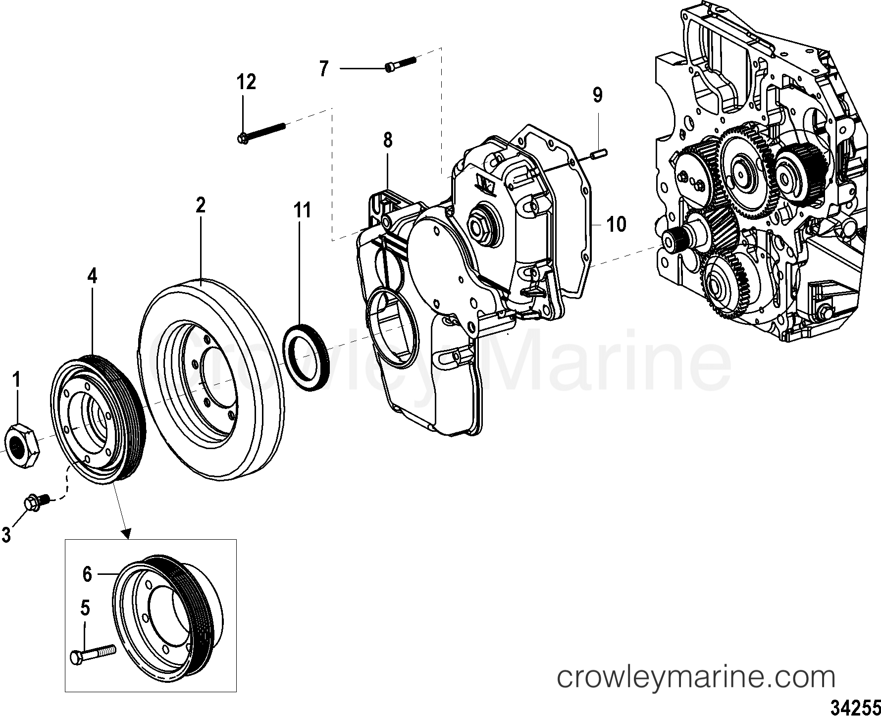 2012 Inboard Engine 4.2L QSD [EI 350] - 30420124D - FRONT COVER