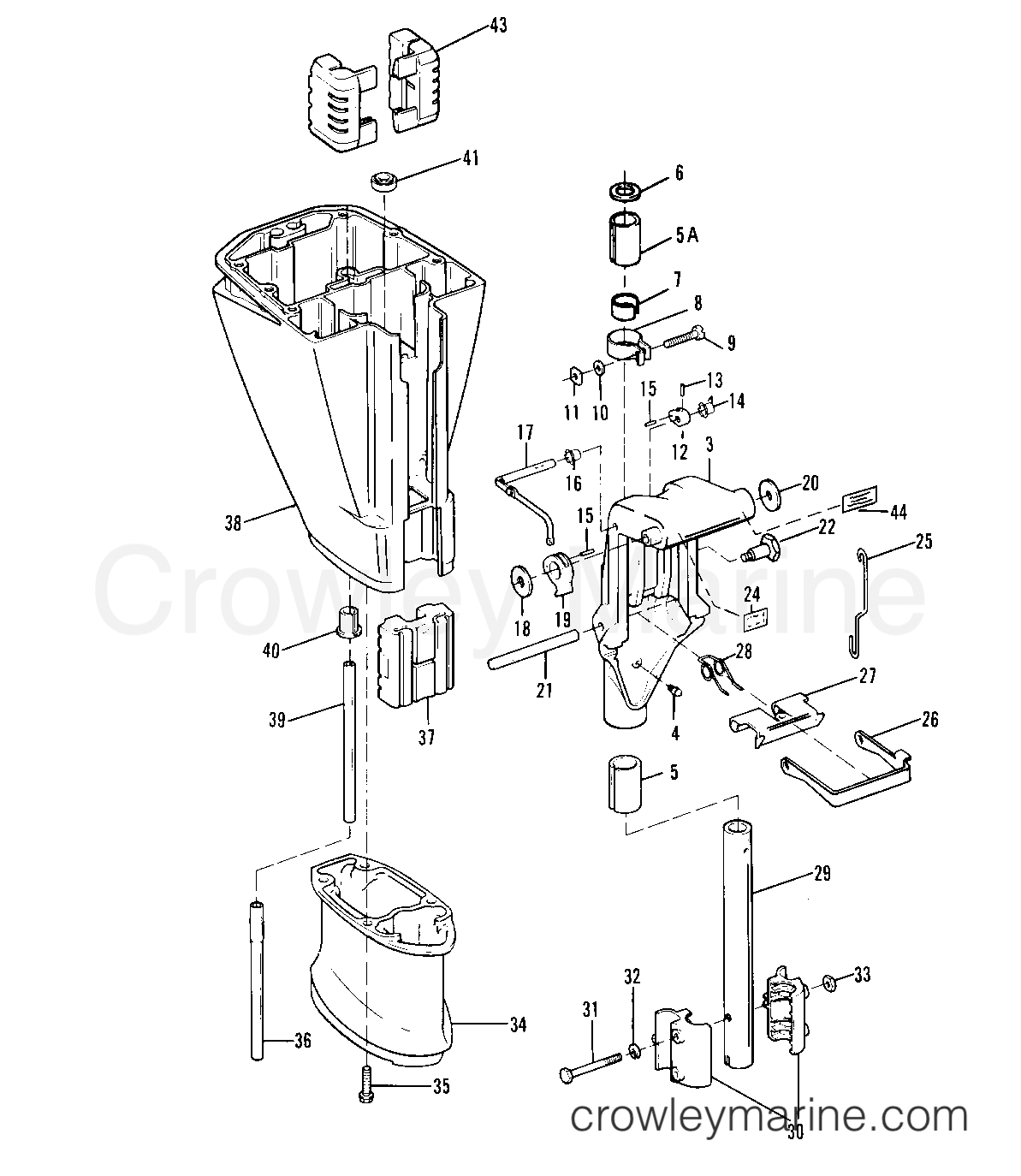 1993.5 Sears Outboard 9.9 - 225.581986 - SWIVEL BRACKET AND DRIVESHAFT HOUSING